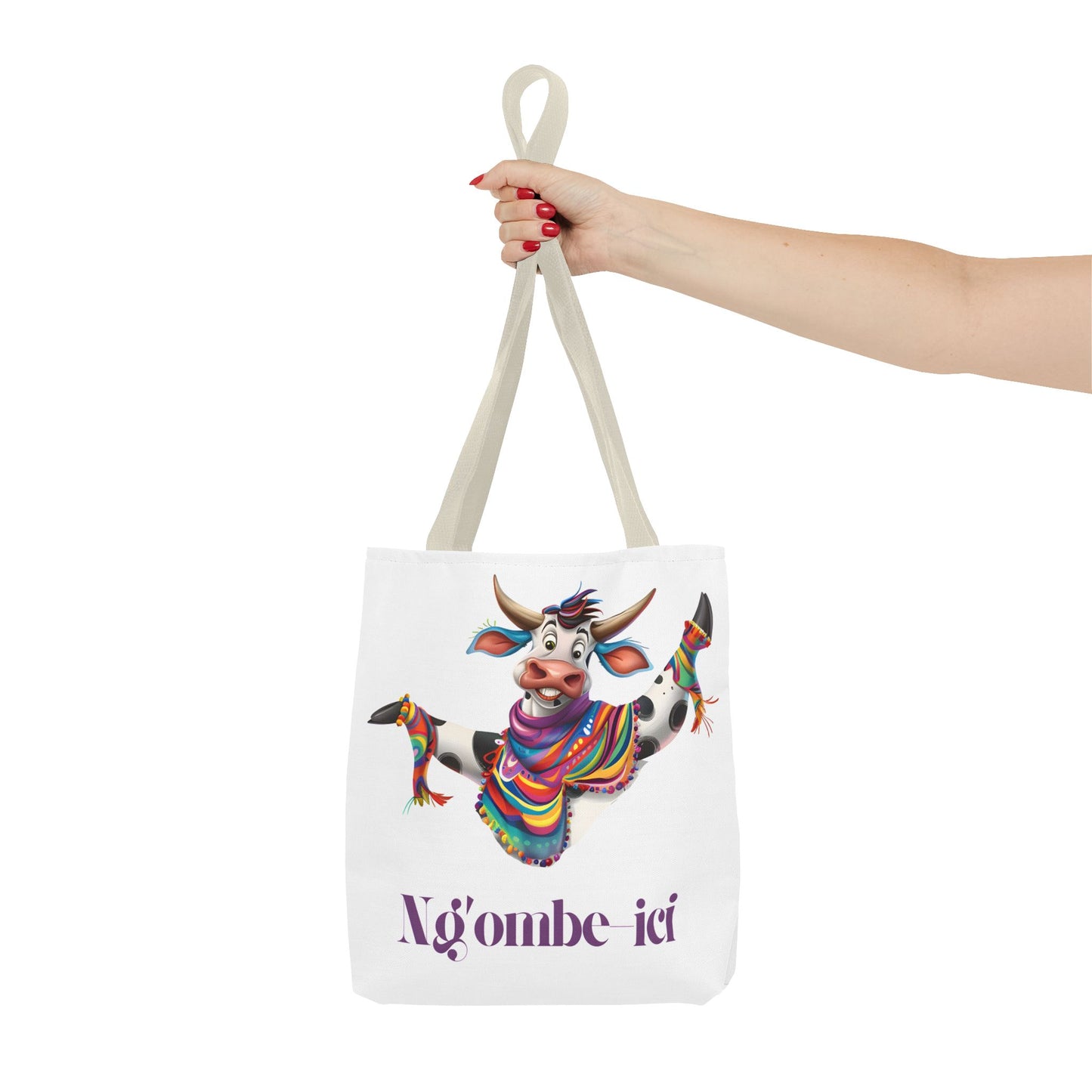 Tote Funny Ngombe-ici Cow Bag, Fun Eco-Friendly Shopping Bag, Animal Lover Gift, Festival Tote, Cute Cow Design, Mochila de Vaca
