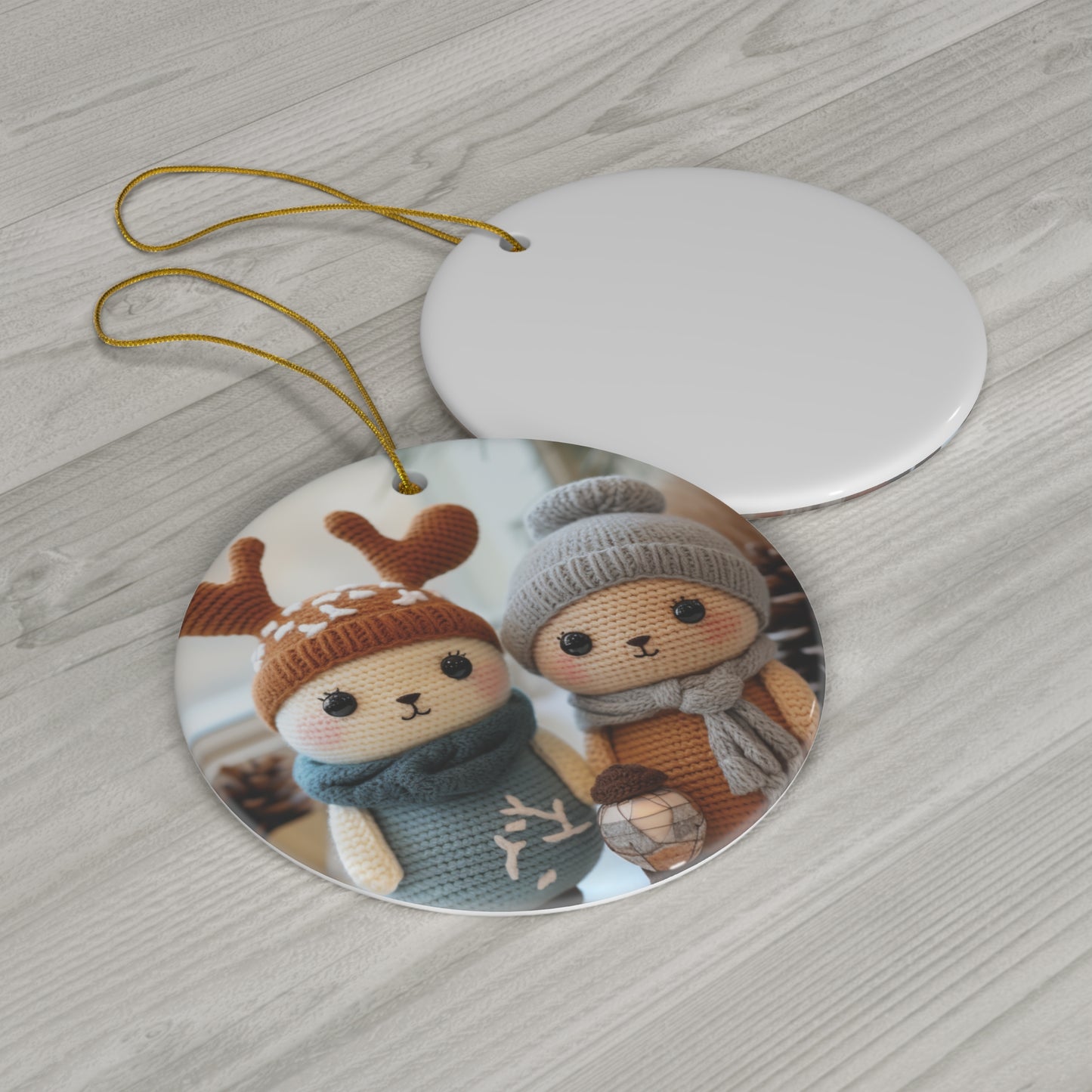 Christmas Snowman and Reindeer Ornament, Festive Christmas Decoration, Holiday Tree Ornament