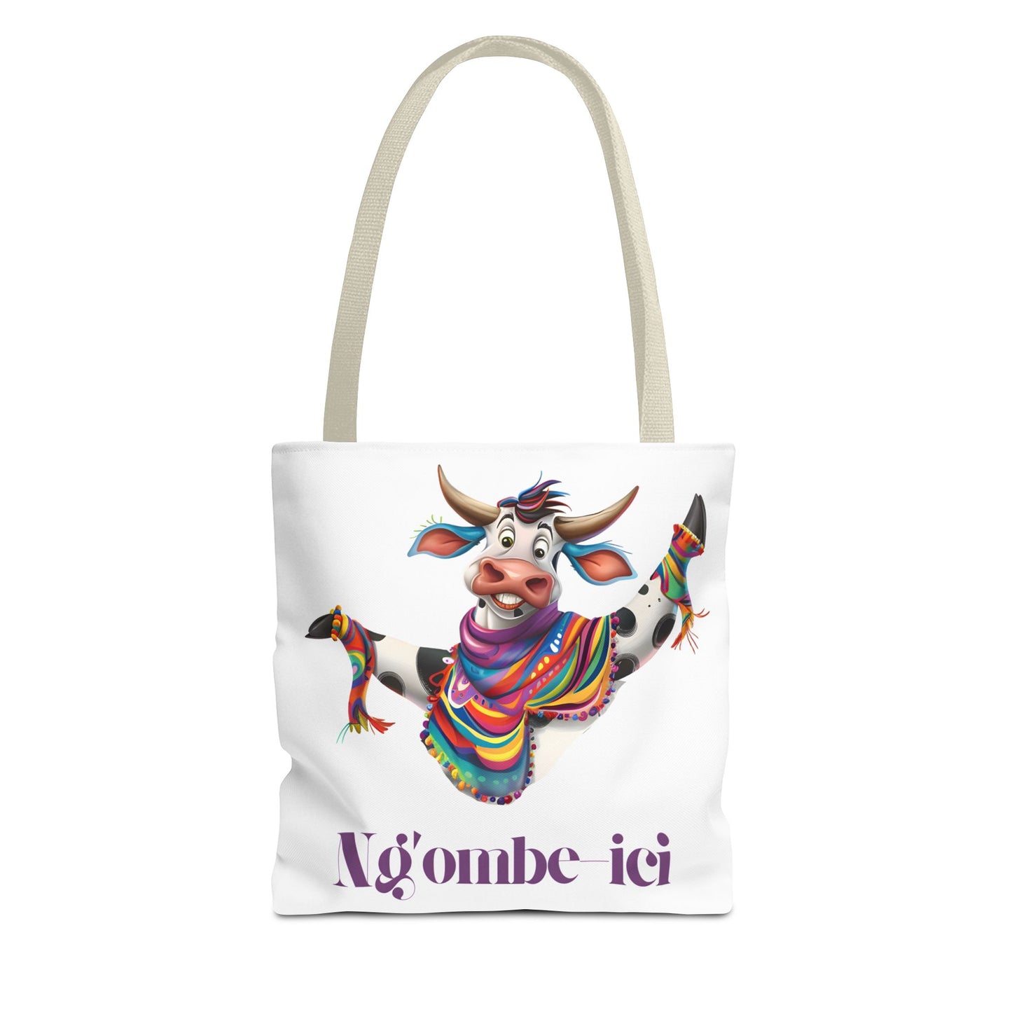 Tote Funny Ngombe-ici Cow Bag, Fun Eco-Friendly Shopping Bag, Animal Lover Gift, Festival Tote, Cute Cow Design, Mochila de Vaca