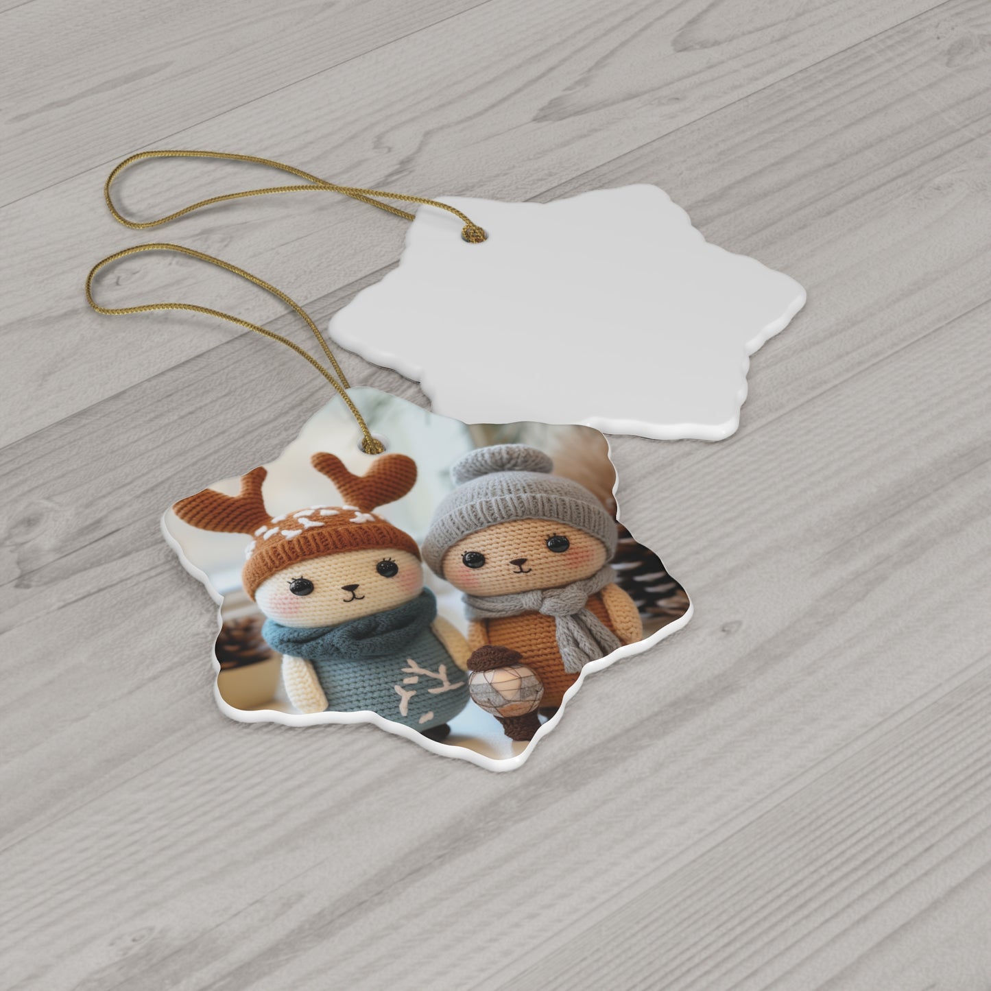 Christmas Snowman and Reindeer Ornament, Festive Christmas Decoration, Holiday Tree Ornament