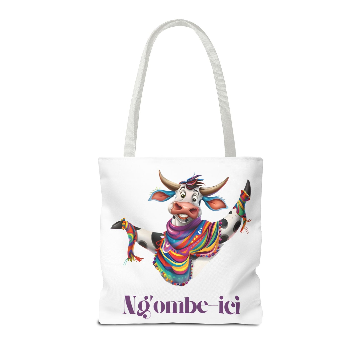 Tote Funny Ngombe-ici Cow Bag, Fun Eco-Friendly Shopping Bag, Animal Lover Gift, Festival Tote, Cute Cow Design, Mochila de Vaca
