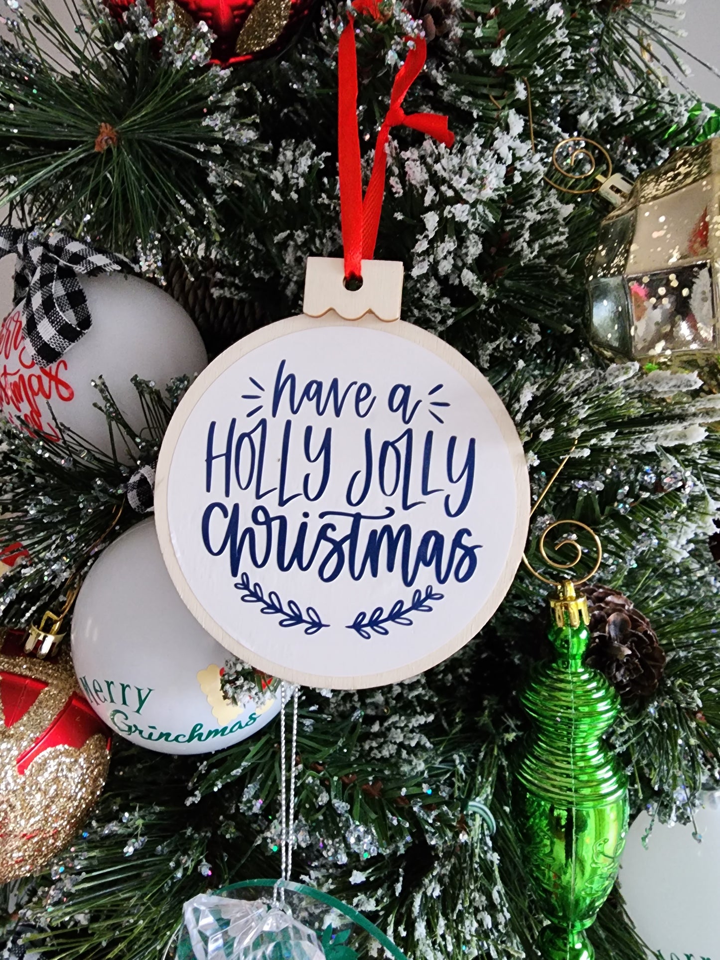 Peace on Earth, Merry Christmas, Jingle Bells (Set of 6) Christmas Ornaments
