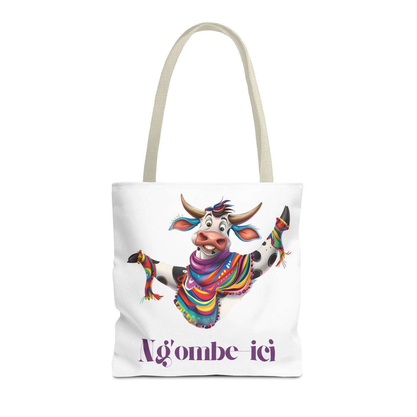Tote Funny Ngombe-ici Cow Bag, Fun Eco-Friendly Shopping Bag, Animal Lover Gift, Festival Tote, Cute Cow Design, Mochila de Vaca