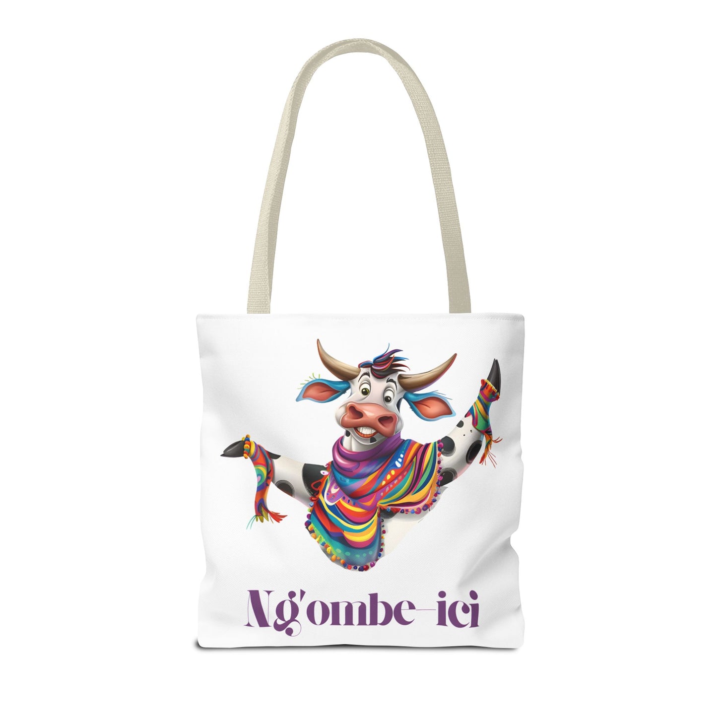 Tote Funny Ngombe-ici Cow Bag, Fun Eco-Friendly Shopping Bag, Animal Lover Gift, Festival Tote, Cute Cow Design, Mochila de Vaca
