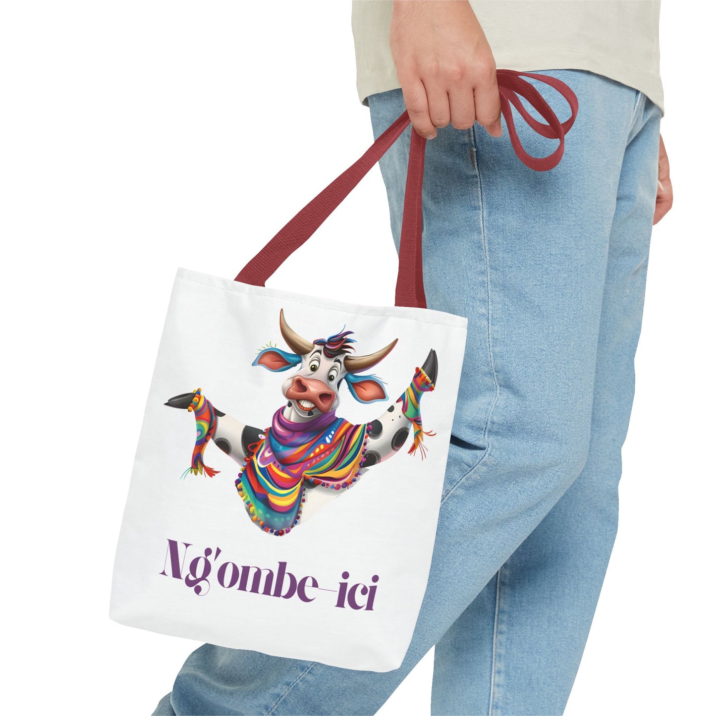Tote Funny Ngombe-ici Cow Bag, Fun Eco-Friendly Shopping Bag, Animal Lover Gift, Festival Tote, Cute Cow Design, Mochila de Vaca
