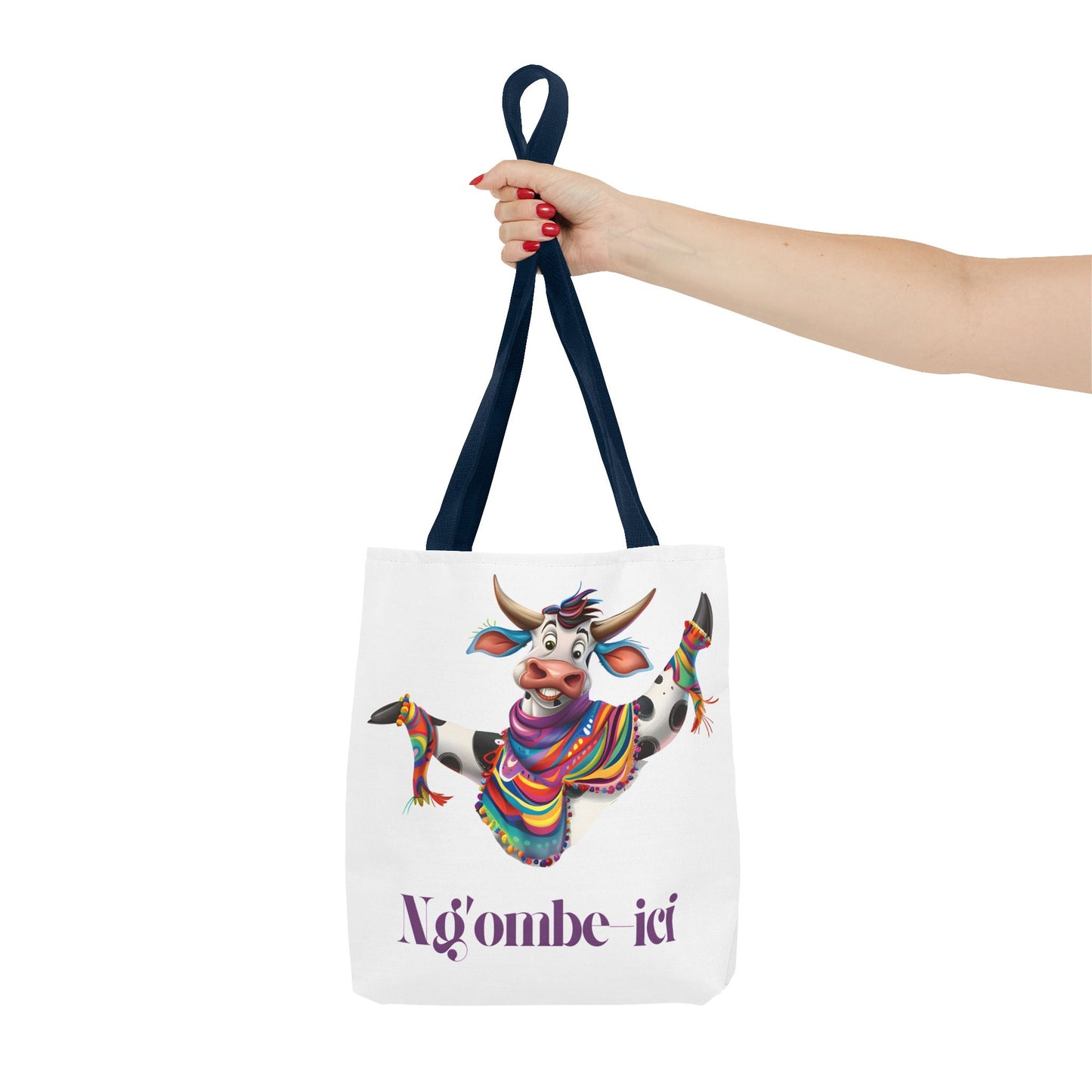 Tote Funny Ngombe-ici Cow Bag, Fun Eco-Friendly Shopping Bag, Animal Lover Gift, Festival Tote, Cute Cow Design, Mochila de Vaca