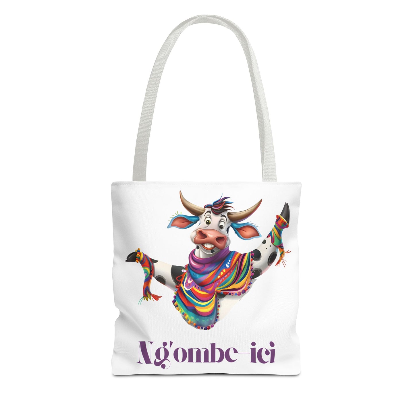 Tote Funny Ngombe-ici Cow Bag, Fun Eco-Friendly Shopping Bag, Animal Lover Gift, Festival Tote, Cute Cow Design, Mochila de Vaca