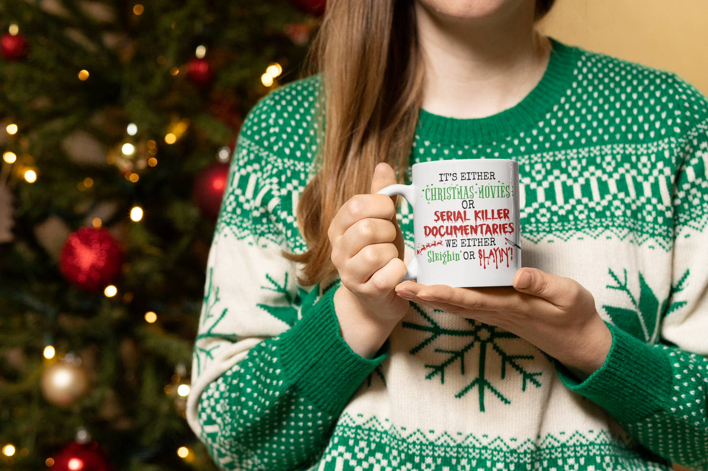 IT'S EITHER CHRISTMAS MOVIES OR SERIAL KILLER DOCUMENTARIES 11oz Coffee Mug, Christmas Mug Gift, Christmas Coffee Mug