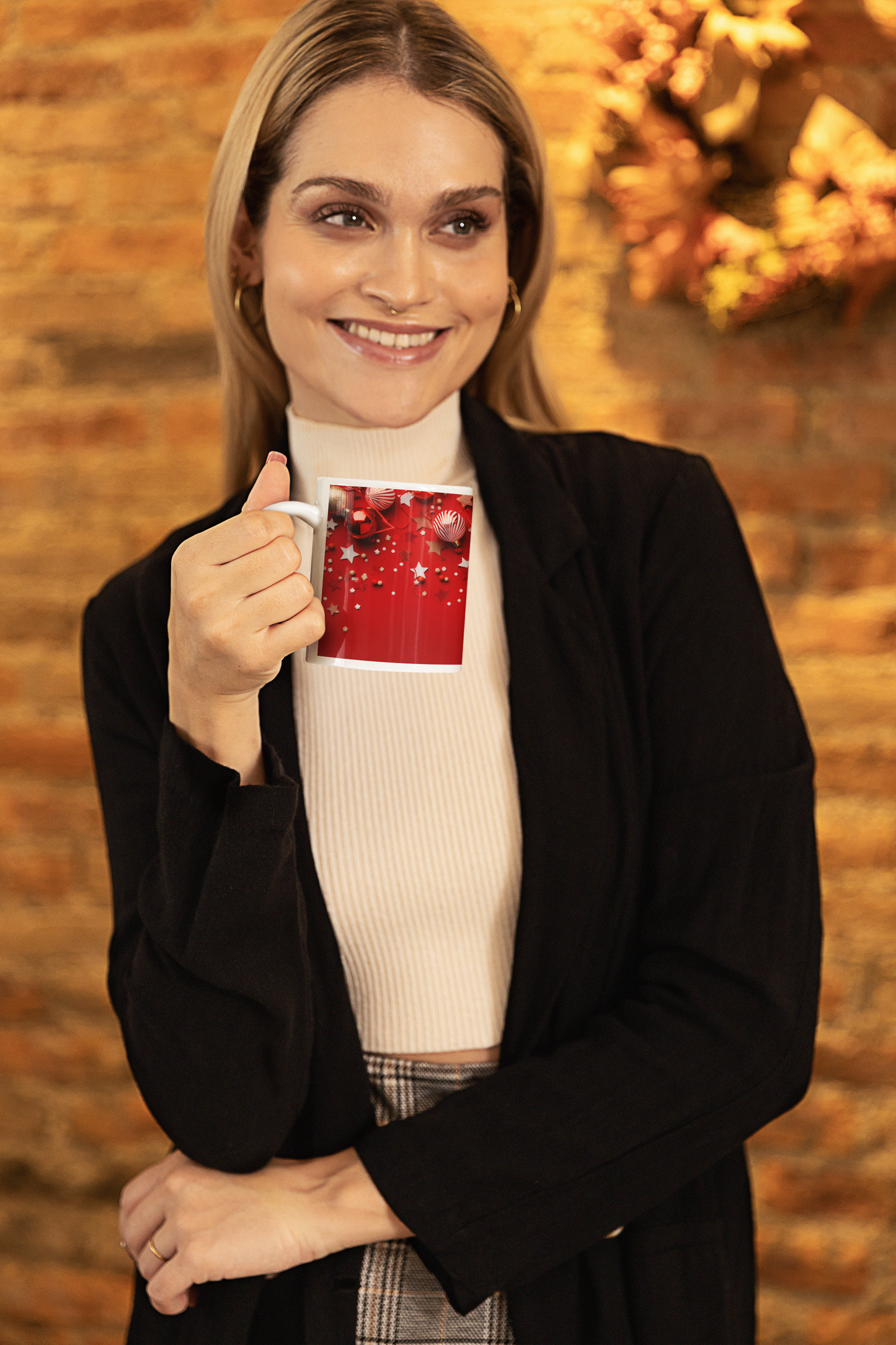 Christmas Red Ornament Mug, Coffee Mug, Christmas Gift Mug, Christmas Coffee Mug