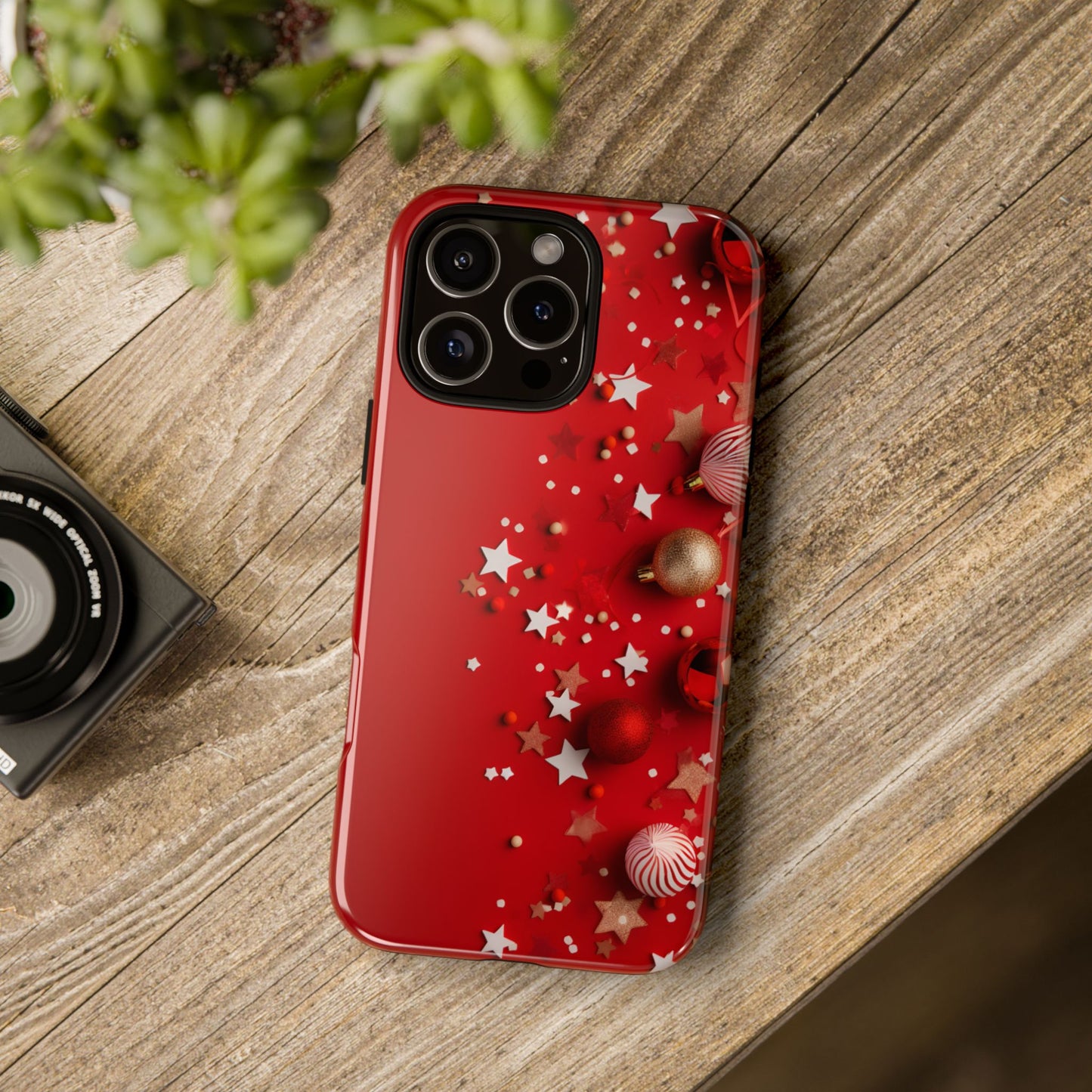 Luxury Red Christmas Decor Phone Case – Decorative Wrap-Inspired Design, Stylish Holiday Cover