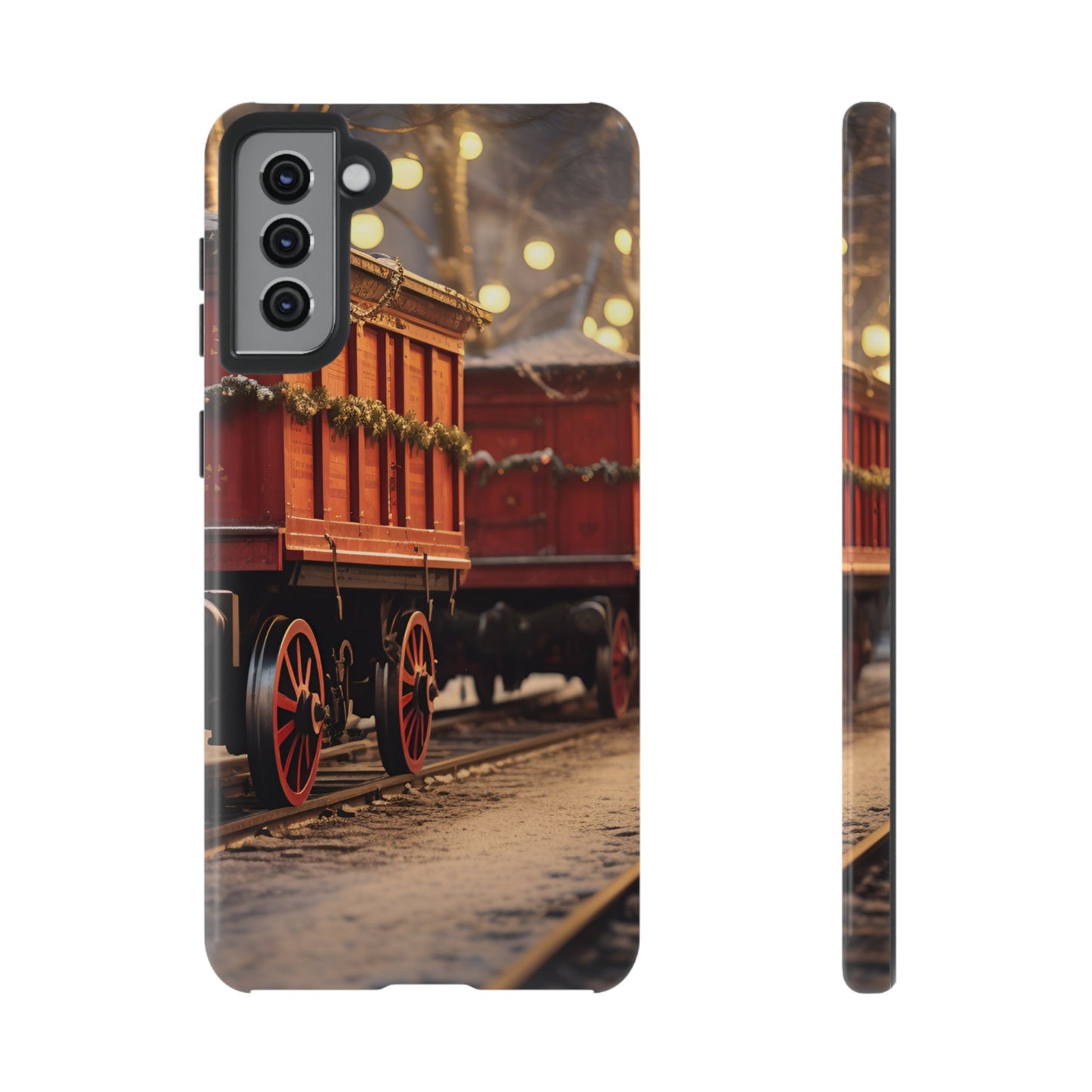 Festive Train Journey Phone Case – Christmas-Themed Locomotive Design, Elegant Holiday Protection