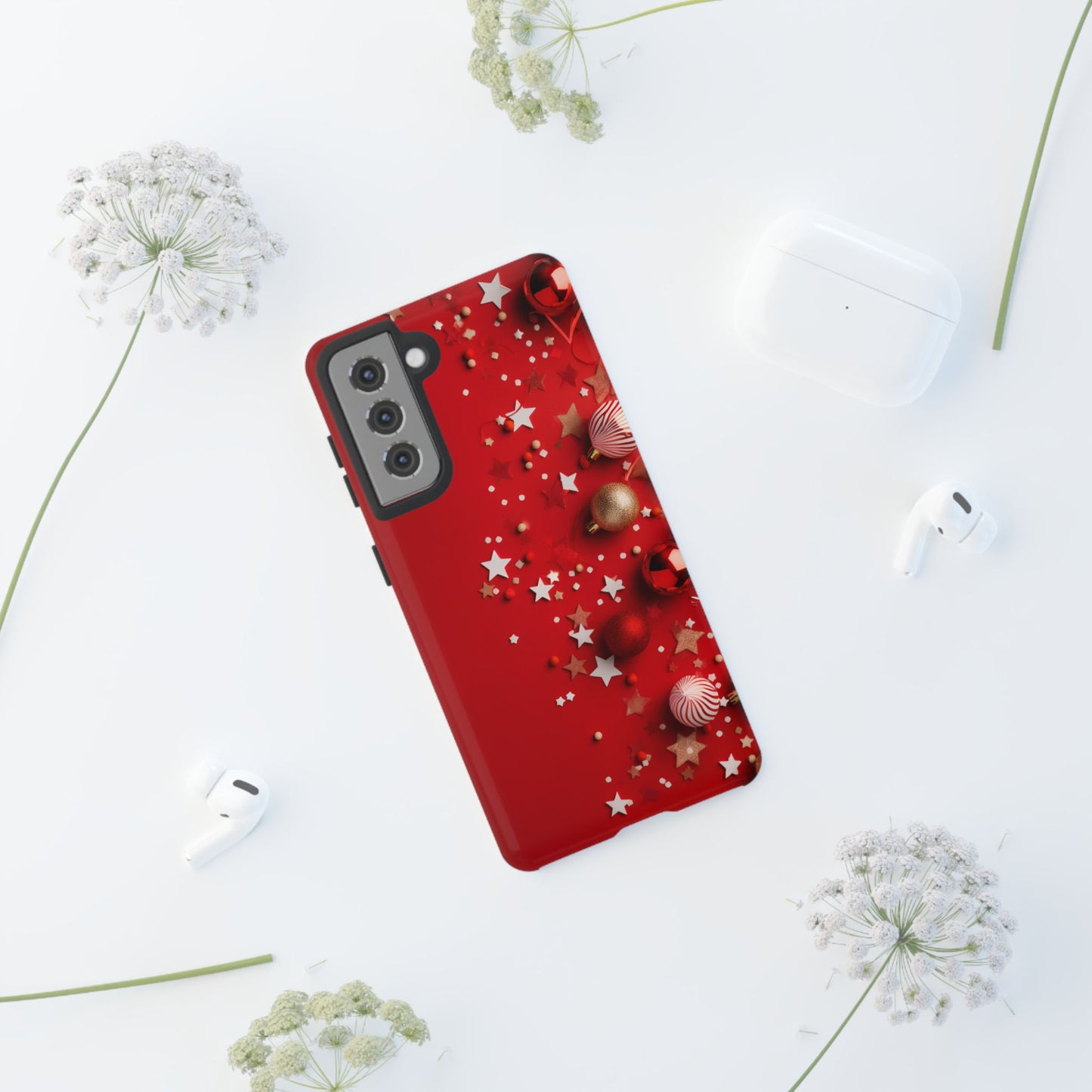 Luxury Red Christmas Decor Phone Case – Decorative Wrap-Inspired Design, Stylish Holiday Cover