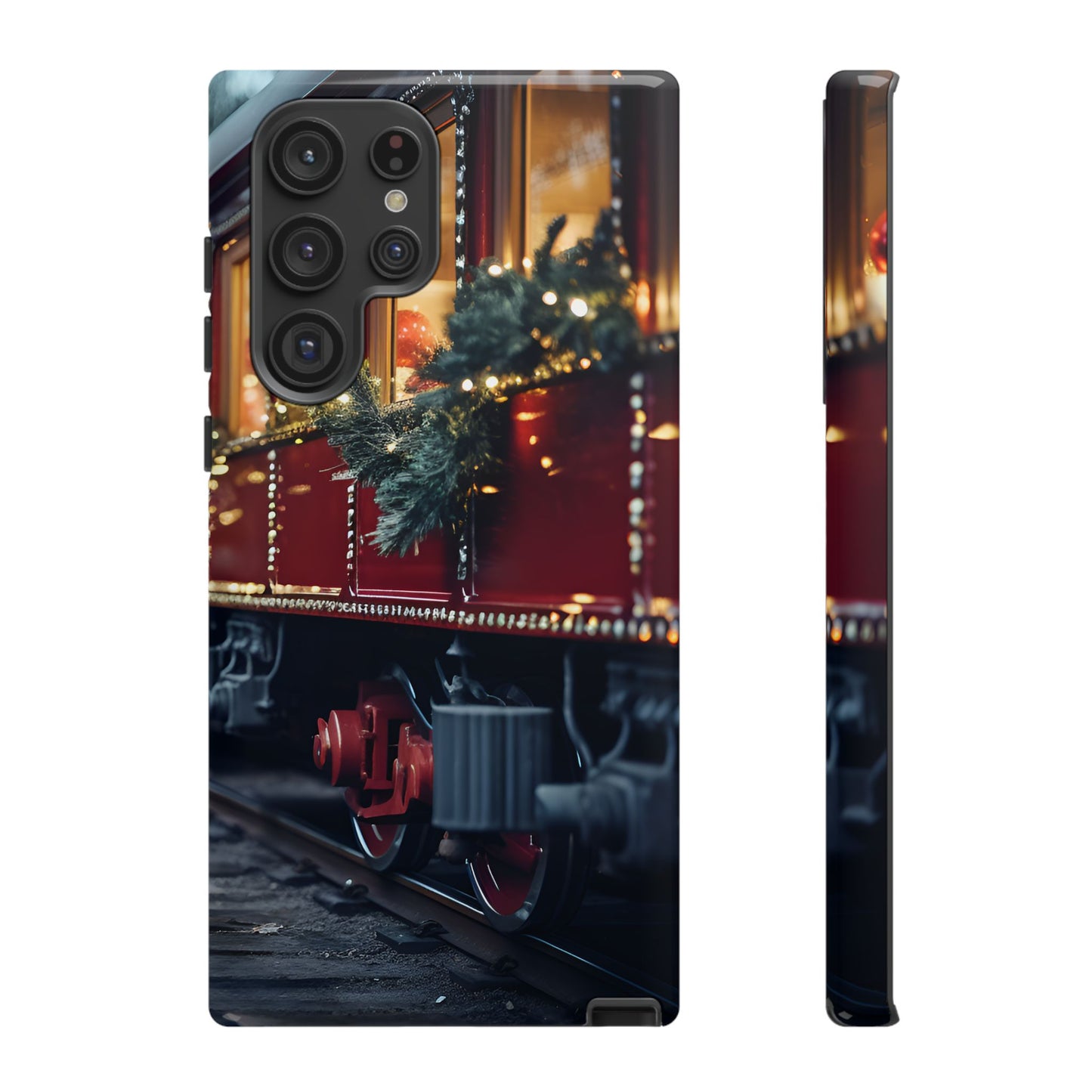 Classic Christmas Train Phone Case – Red & Green Holiday Art, Winter Wonderland Protective Cover