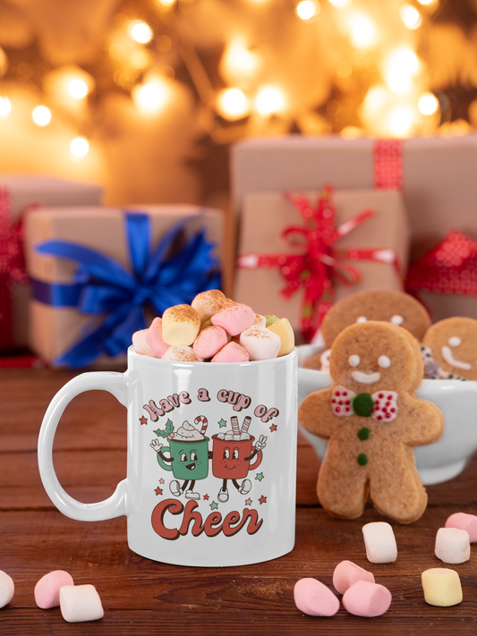 Christmas Cheer 11ozCoffee Mug, Retro Christmas Seasonal Decor, Christmas Mug Gift, Christmas Coffee Mug