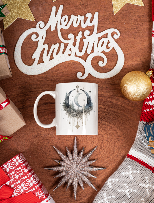 Beautiful Christmas Stars Arch with Moon 11oz Coffee Mug, Christmas Gift Mug, Christmas Coffee Mug