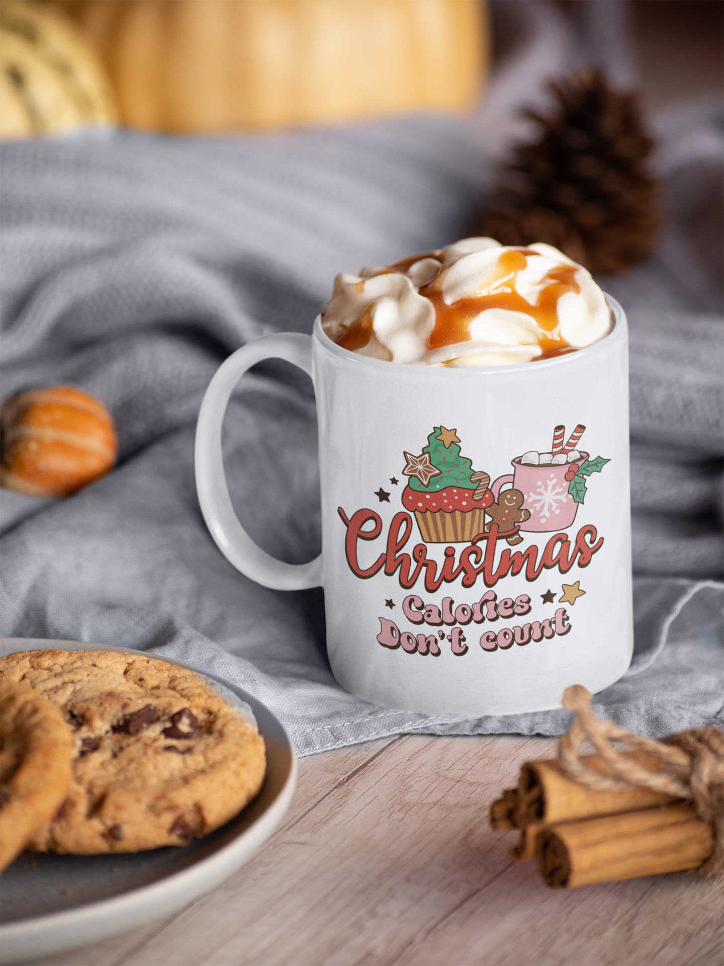 Christmas Calories Don't Count 11ozCoffee Mug, Retro Christmas Seasonal Decor, Christmas Mug Gift, Christmas Coffee Mug