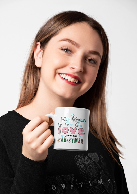 Joy Hope Love Peace Christmas 11oz Coffee Mug, Christmas Mug Gift, Christmas Coffee Mug