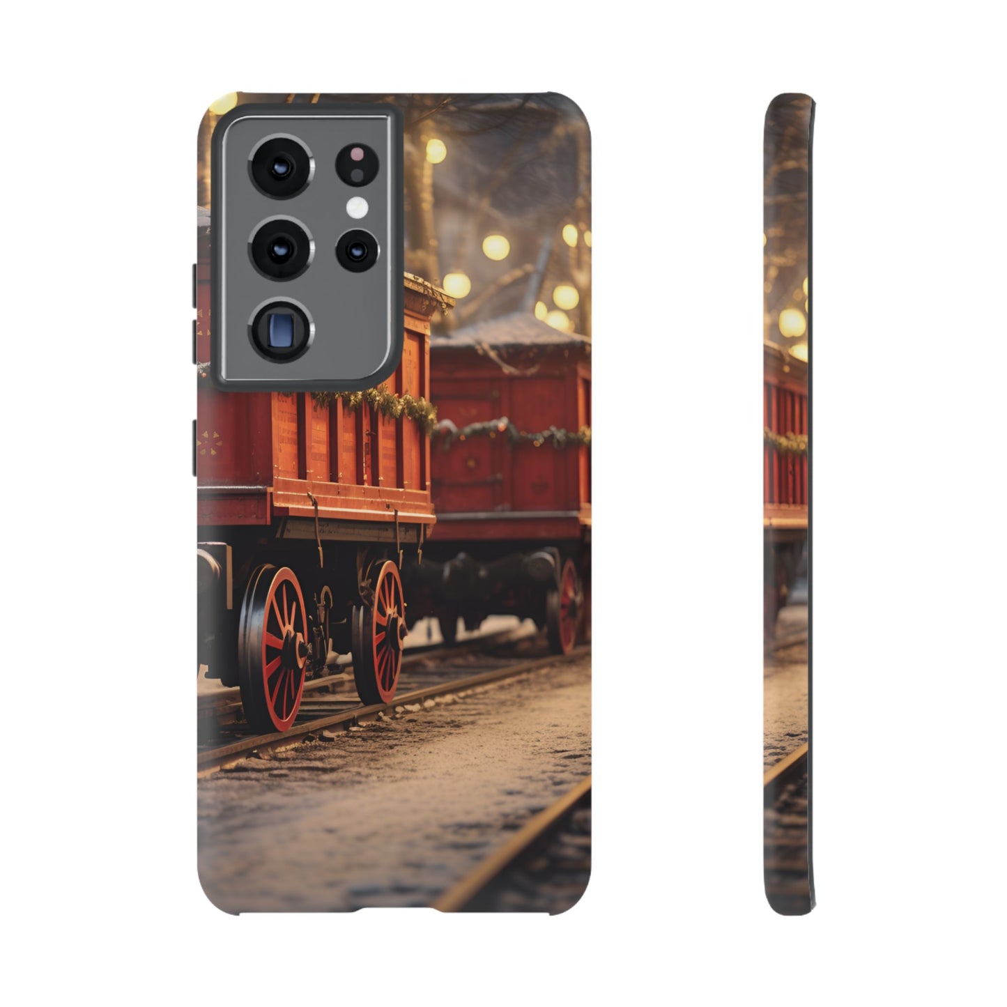 Festive Train Journey Phone Case – Christmas-Themed Locomotive Design, Elegant Holiday Protection