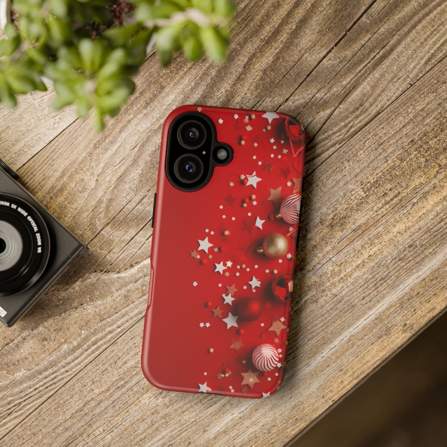 Luxury Red Christmas Decor Phone Case – Decorative Wrap-Inspired Design, Stylish Holiday Cover