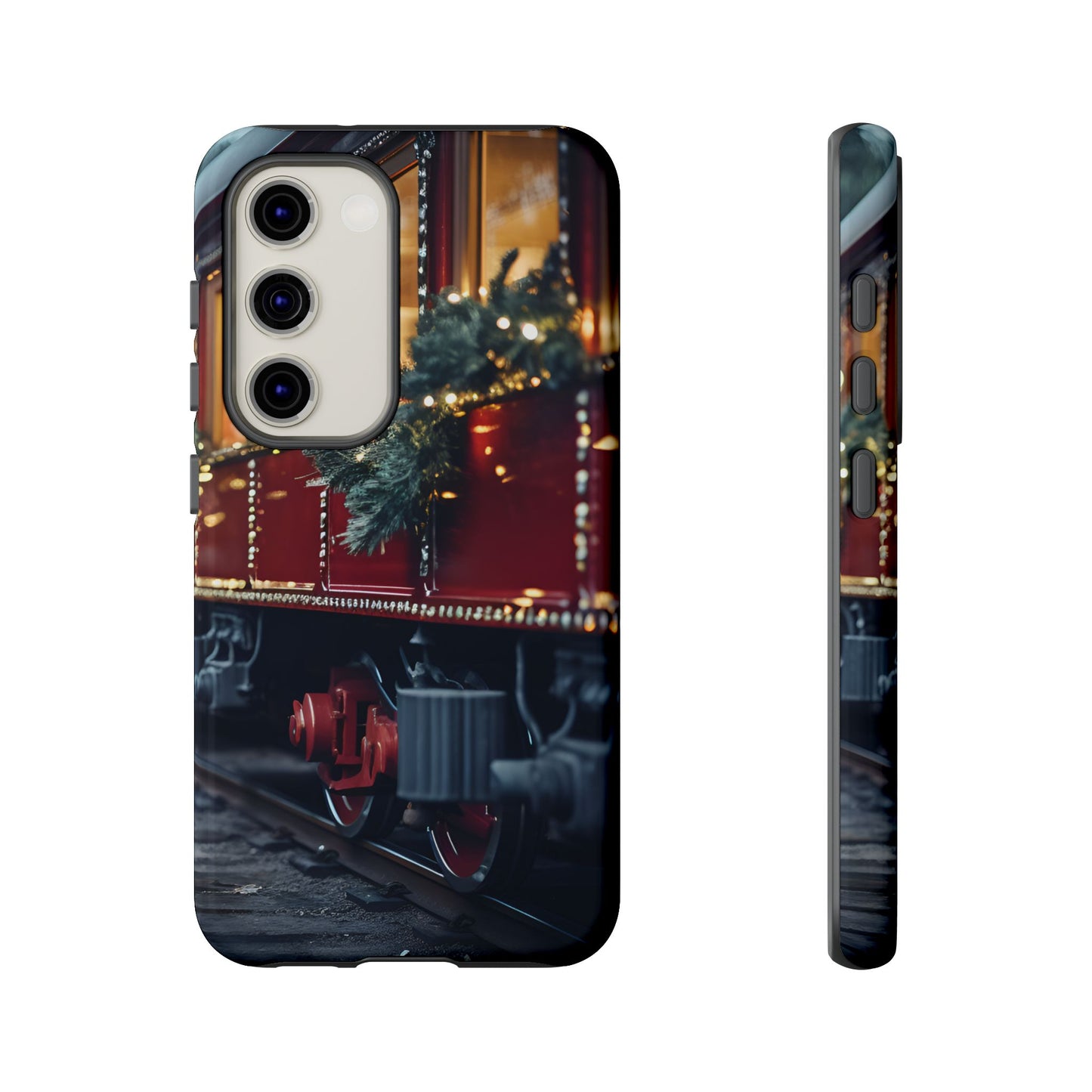 Classic Christmas Train Phone Case – Red & Green Holiday Art, Winter Wonderland Protective Cover