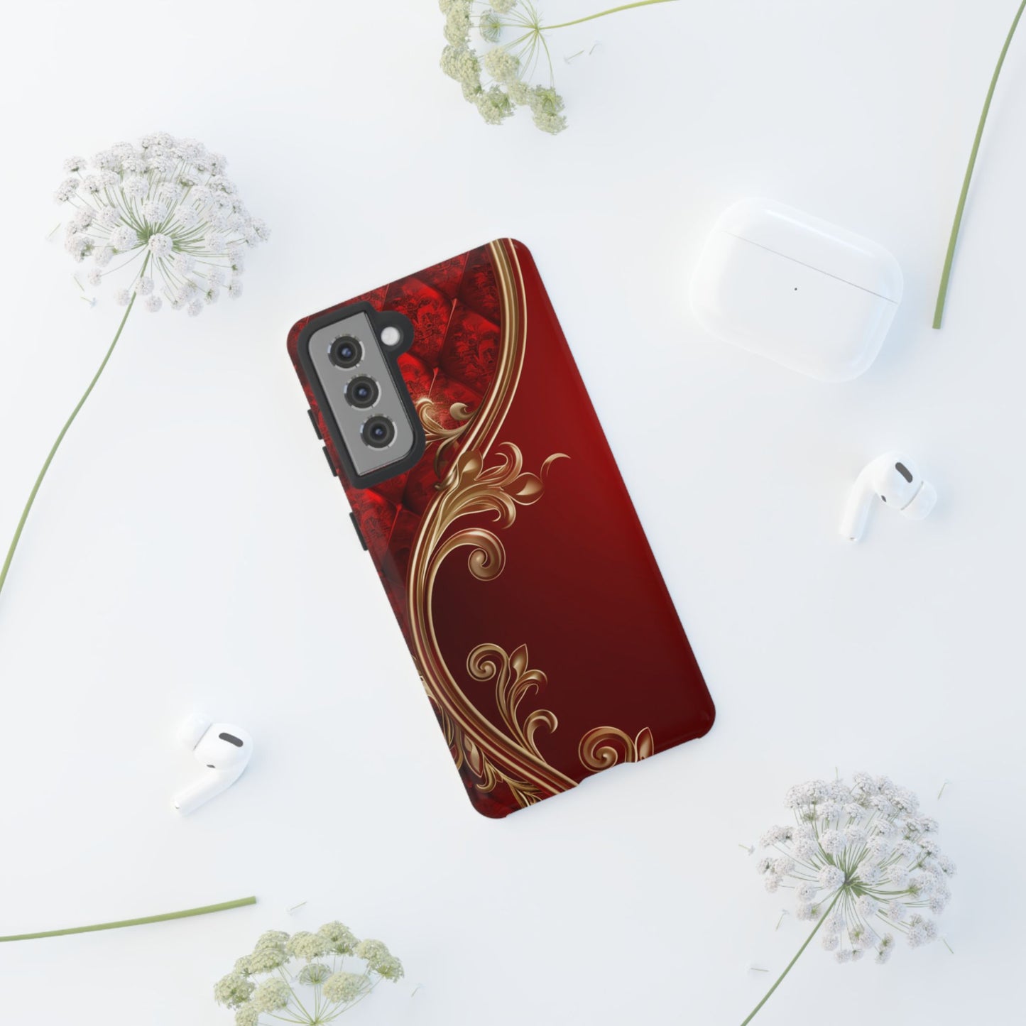 Luxury Red Christmas Phone Case – Festive Holiday Colors Design, Elegant Protective Cover