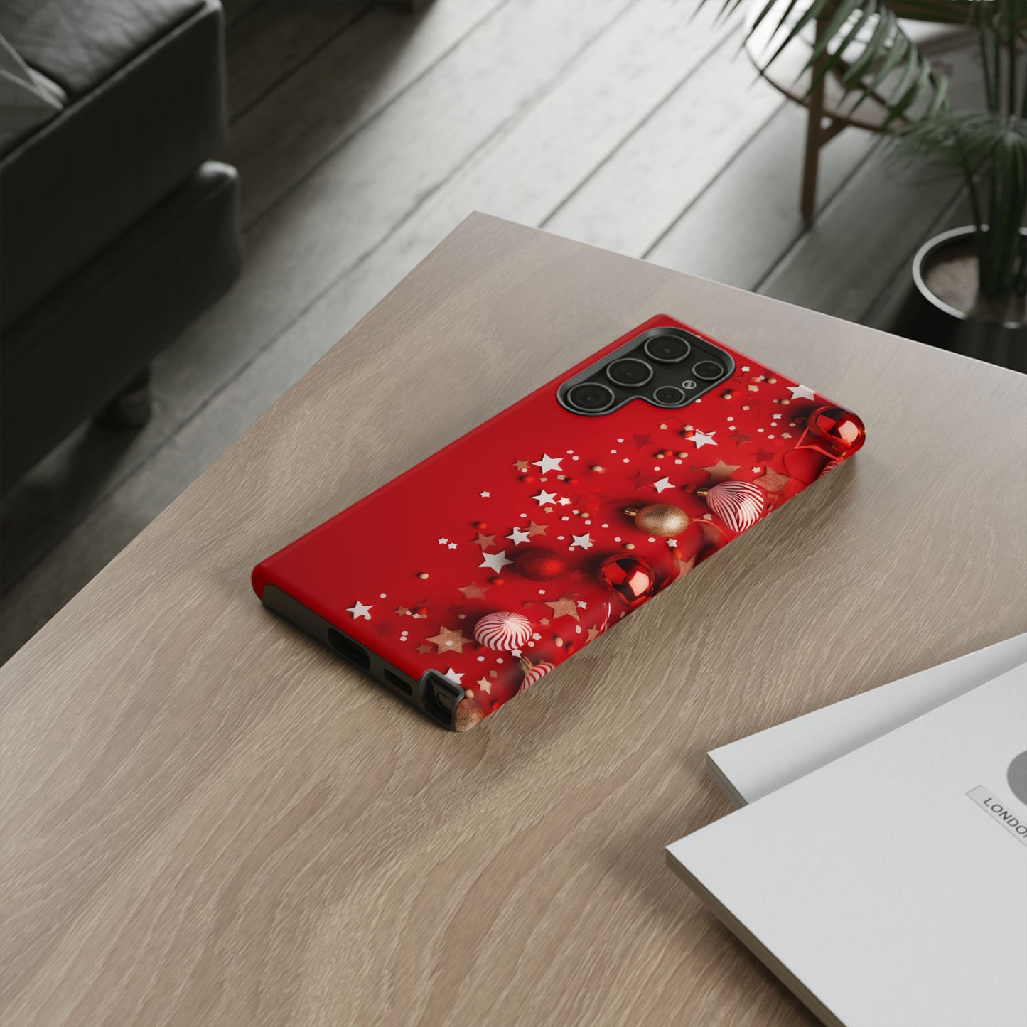 Luxury Red Christmas Decor Phone Case – Decorative Wrap-Inspired Design, Stylish Holiday Cover