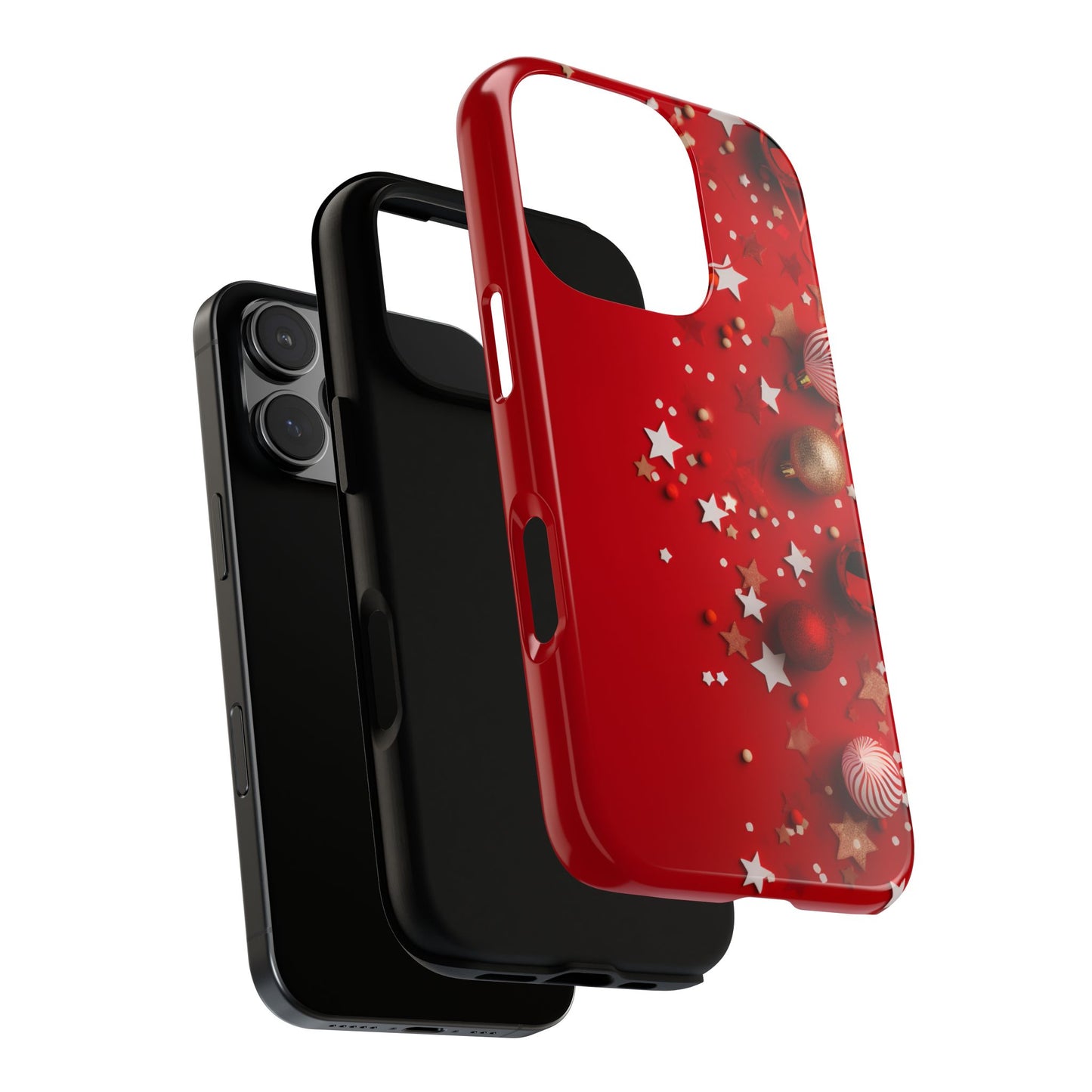 Luxury Red Christmas Decor Phone Case – Decorative Wrap-Inspired Design, Stylish Holiday Cover