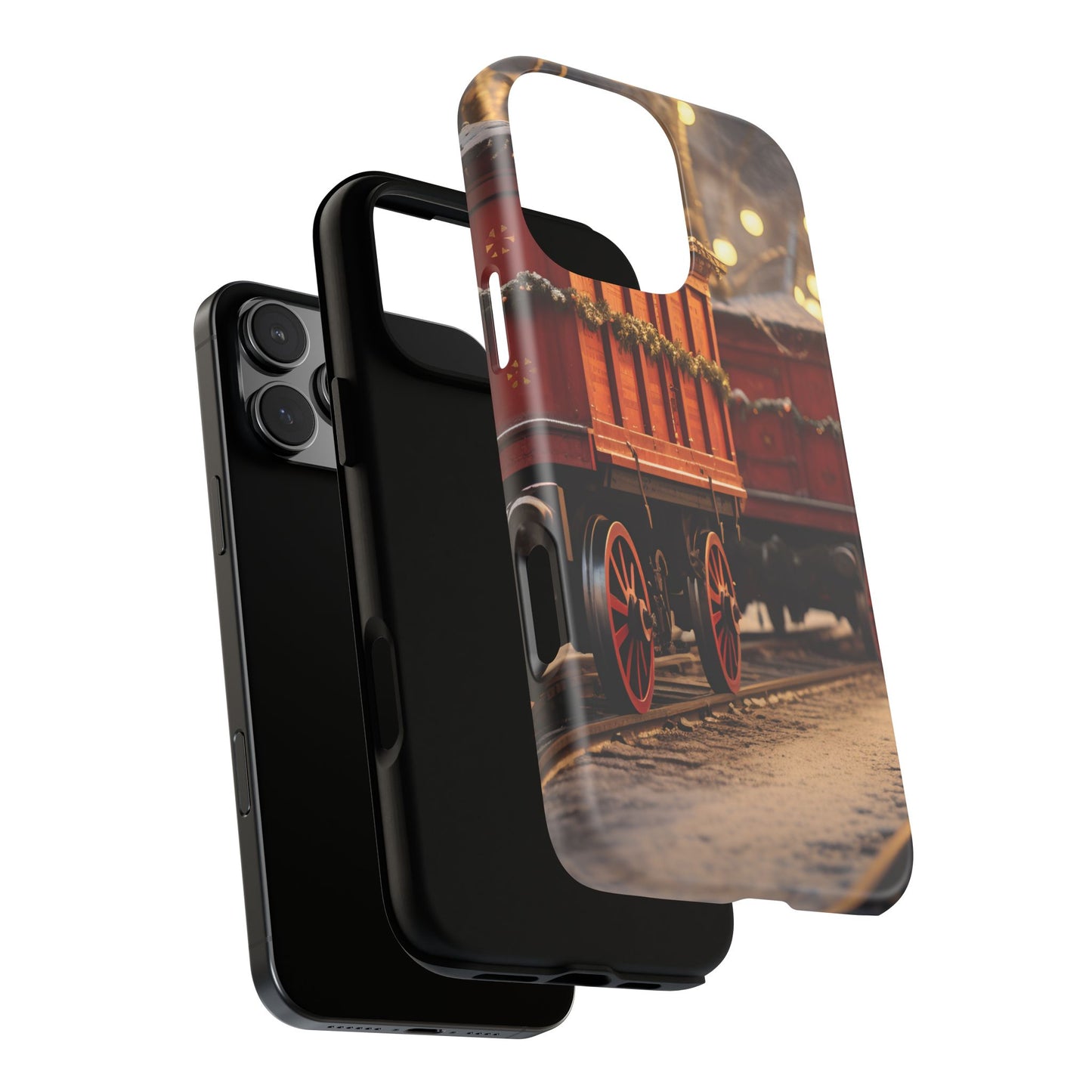 Festive Train Journey Phone Case – Christmas-Themed Locomotive Design, Elegant Holiday Protection