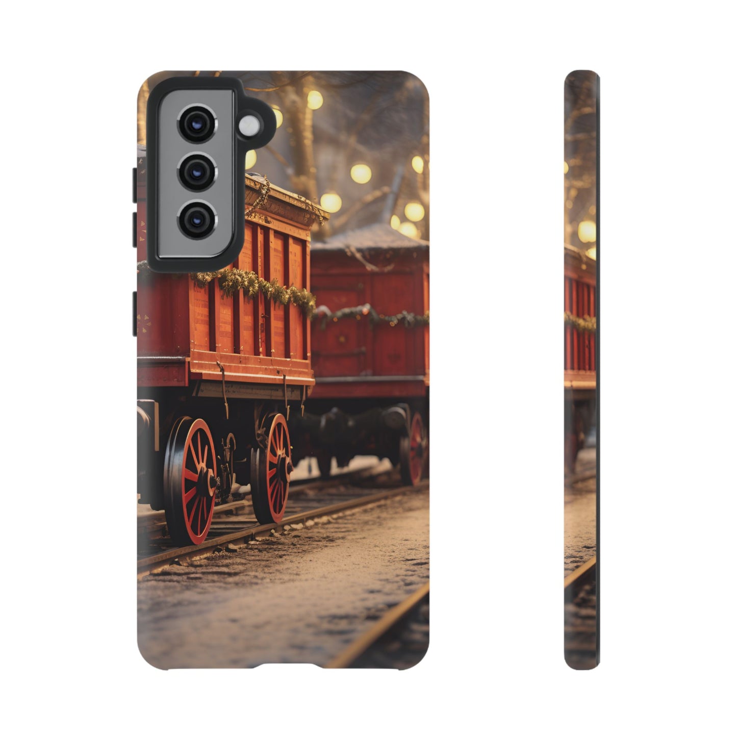 Festive Train Journey Phone Case – Christmas-Themed Locomotive Design, Elegant Holiday Protection