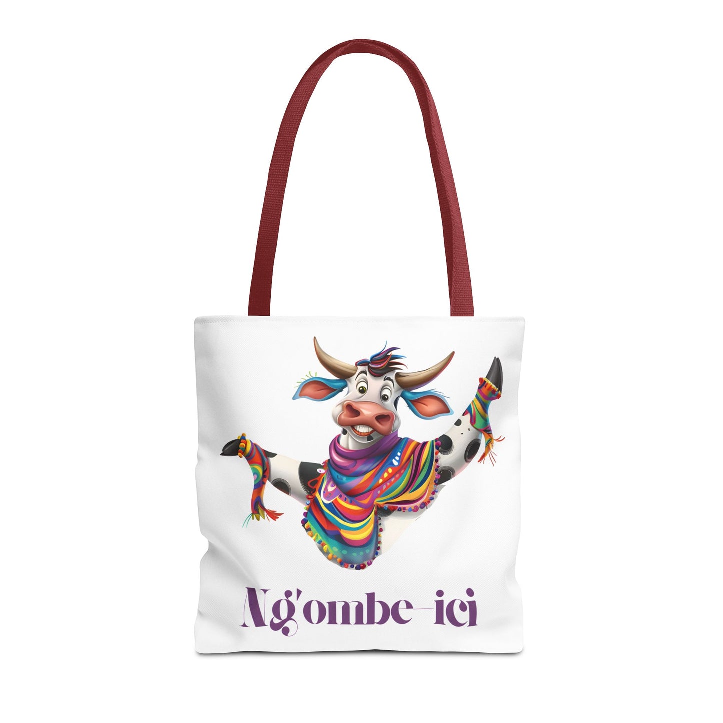 Tote Funny Ngombe-ici Cow Bag, Fun Eco-Friendly Shopping Bag, Animal Lover Gift, Festival Tote, Cute Cow Design, Mochila de Vaca