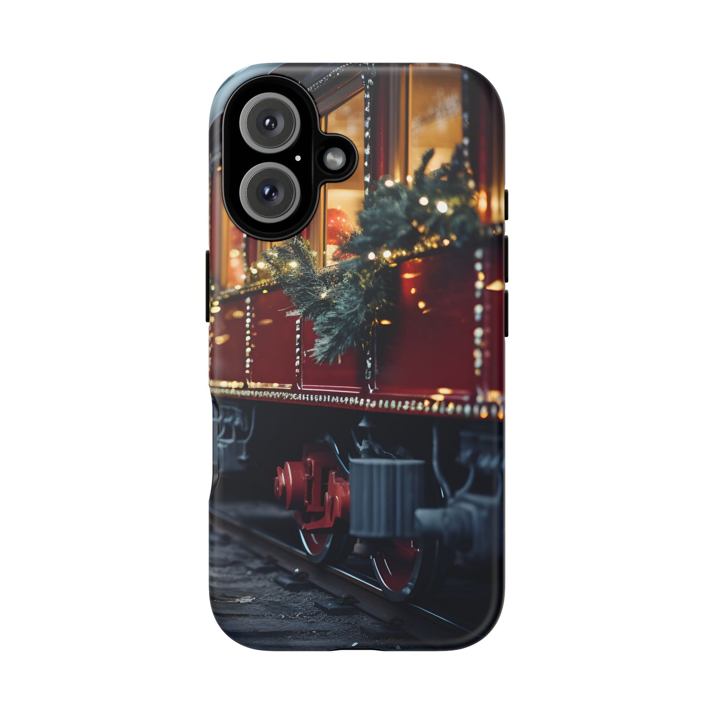 Classic Christmas Train Phone Case – Red & Green Holiday Art, Winter Wonderland Protective Cover