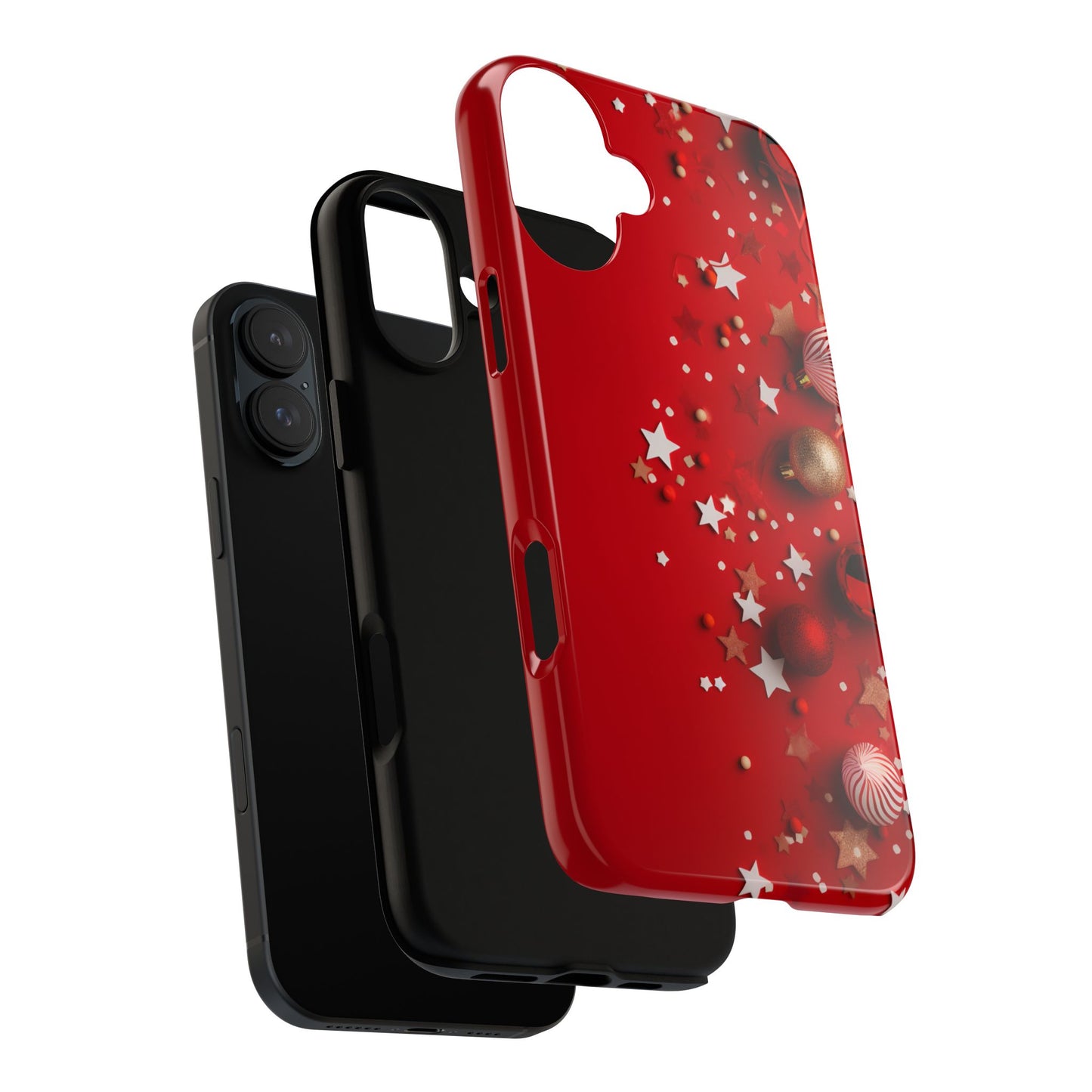 Luxury Red Christmas Decor Phone Case – Decorative Wrap-Inspired Design, Stylish Holiday Cover