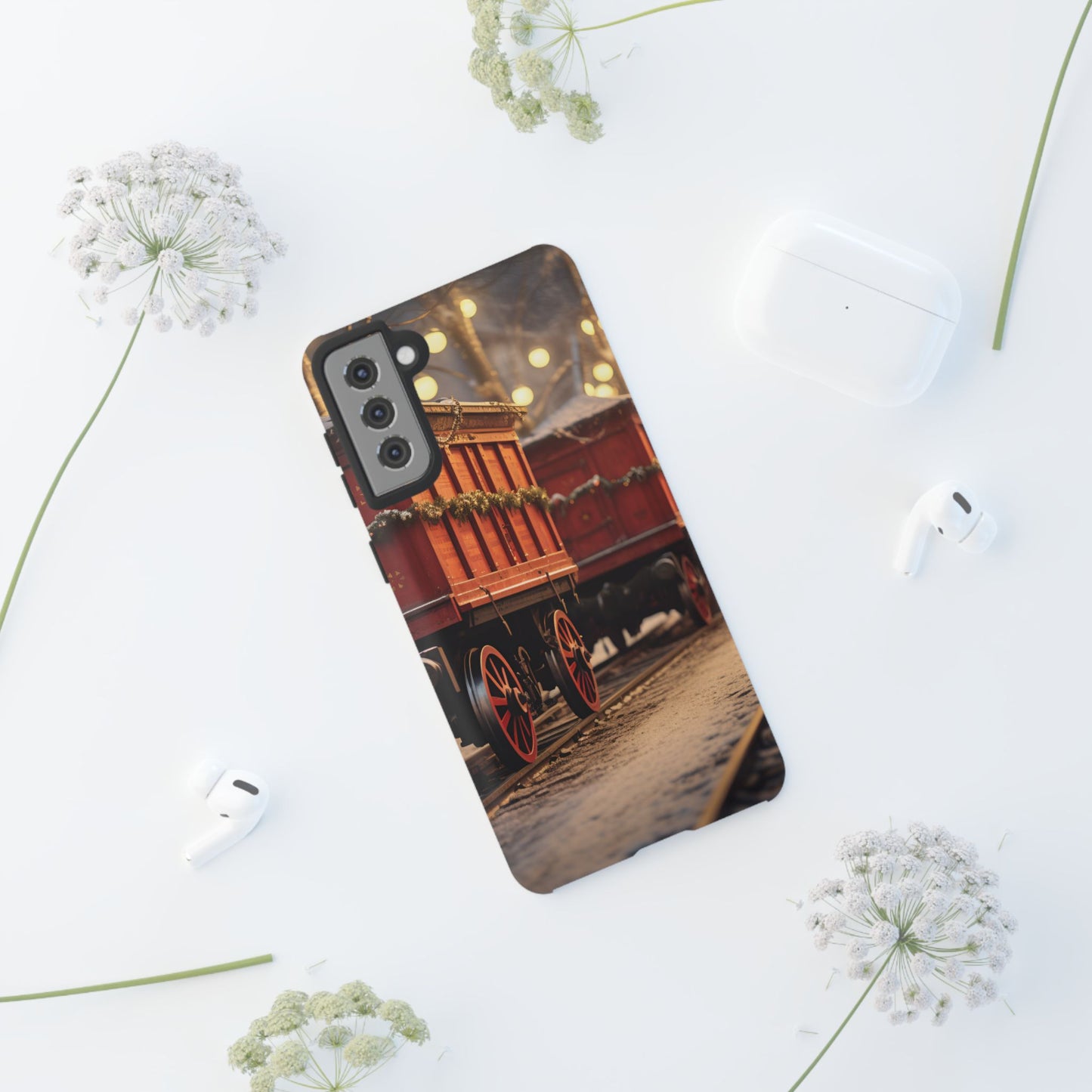 Festive Train Journey Phone Case – Christmas-Themed Locomotive Design, Elegant Holiday Protection