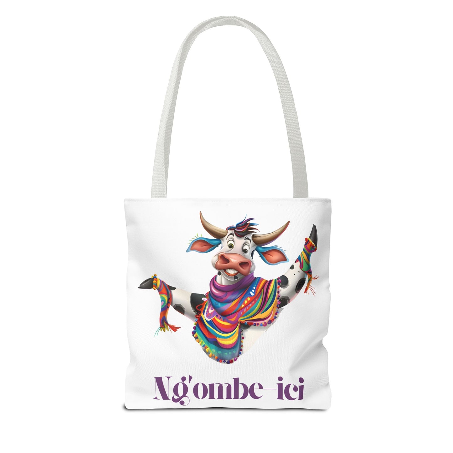 Tote Funny Ngombe-ici Cow Bag, Fun Eco-Friendly Shopping Bag, Animal Lover Gift, Festival Tote, Cute Cow Design, Mochila de Vaca