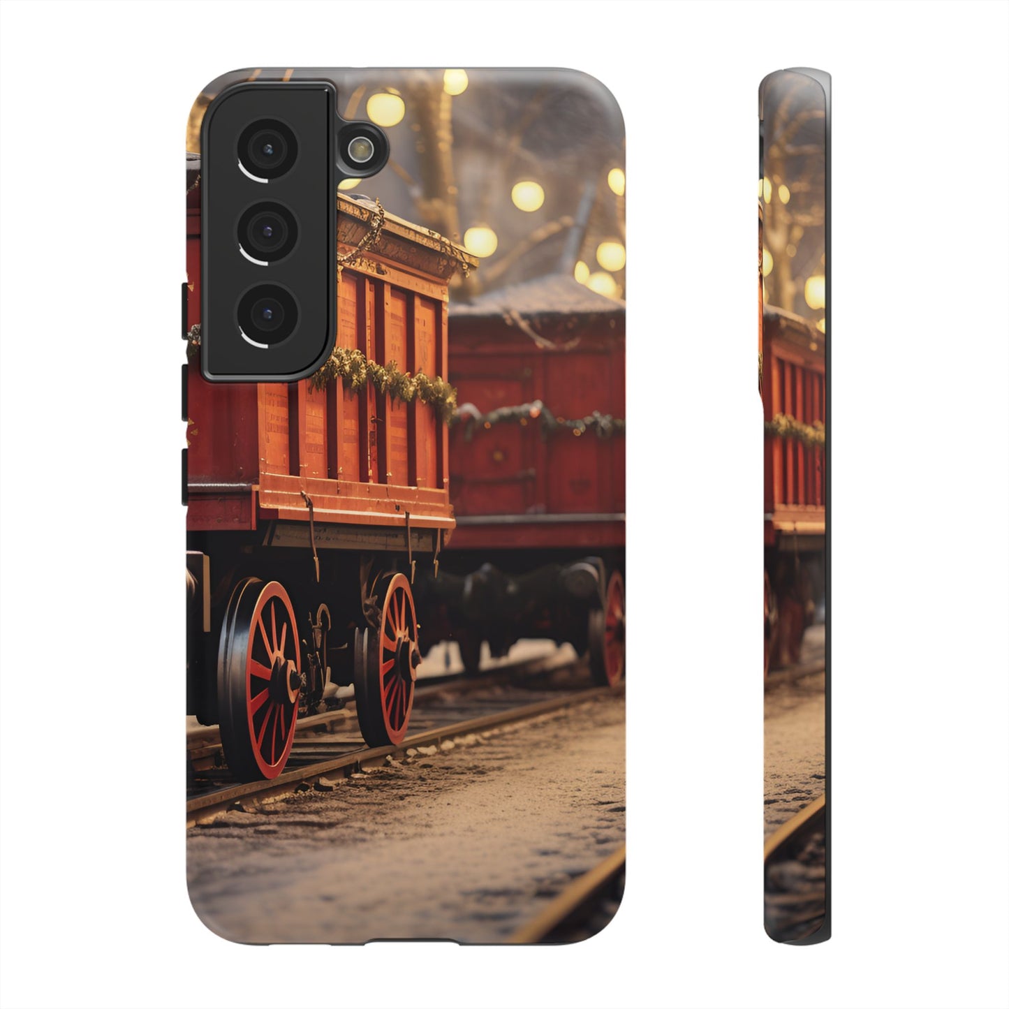 Festive Train Journey Phone Case – Christmas-Themed Locomotive Design, Elegant Holiday Protection