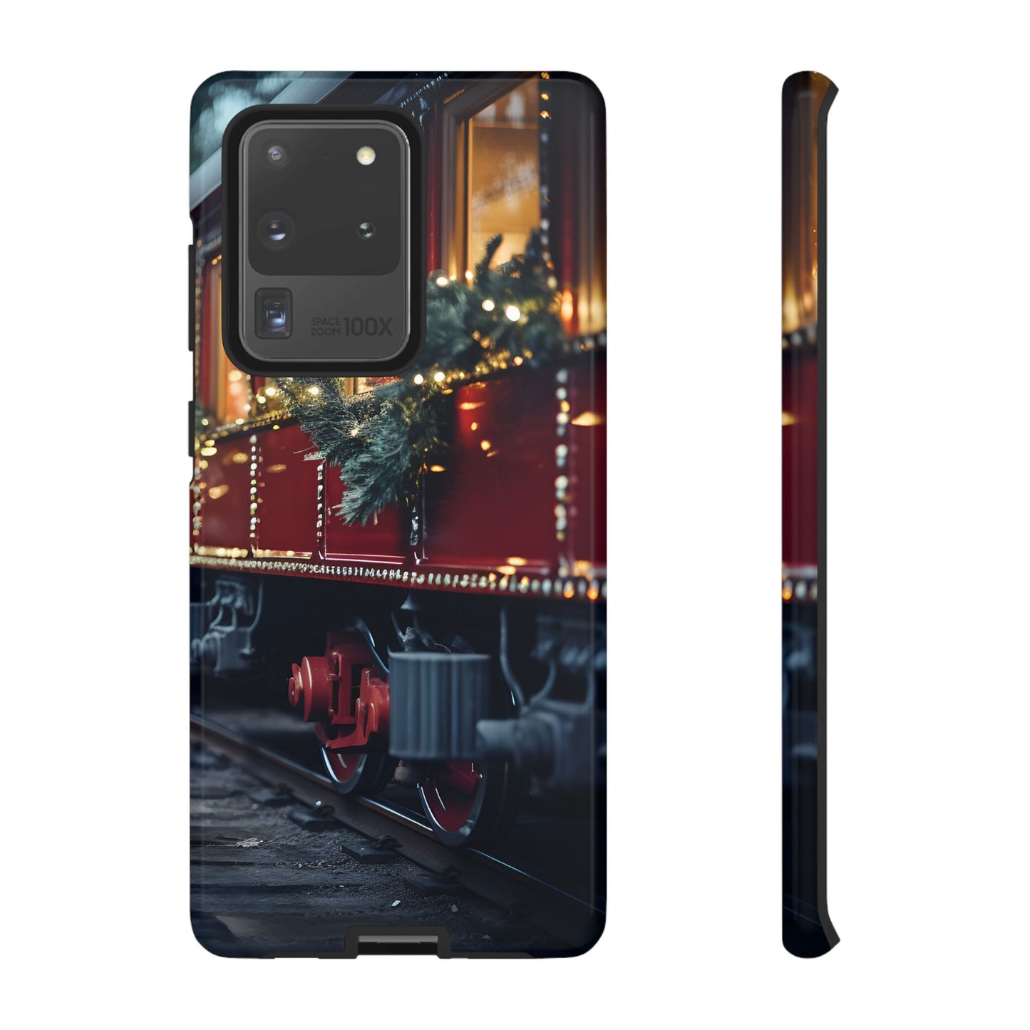 Classic Christmas Train Phone Case – Red & Green Holiday Art, Winter Wonderland Protective Cover