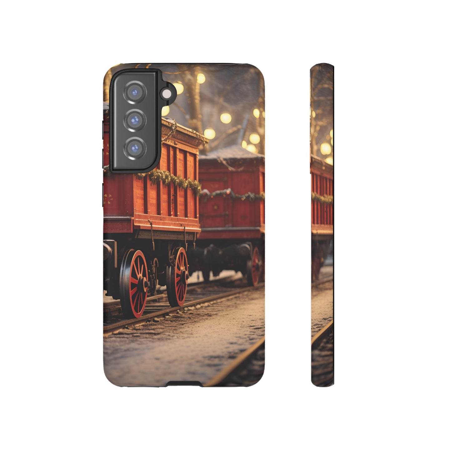 Festive Train Journey Phone Case – Christmas-Themed Locomotive Design, Elegant Holiday Protection