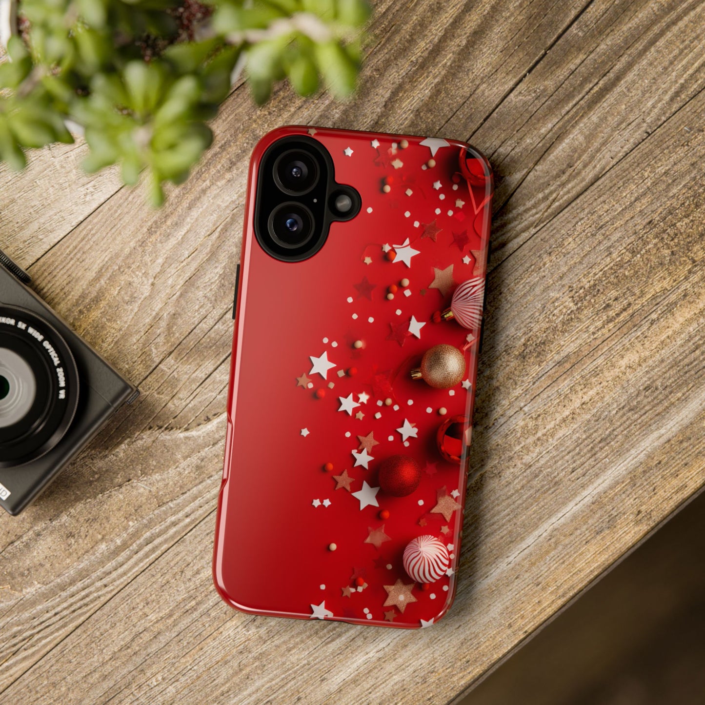 Luxury Red Christmas Decor Phone Case – Decorative Wrap-Inspired Design, Stylish Holiday Cover