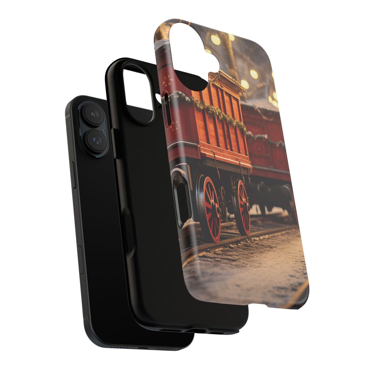 Festive Train Journey Phone Case – Christmas-Themed Locomotive Design, Elegant Holiday Protection