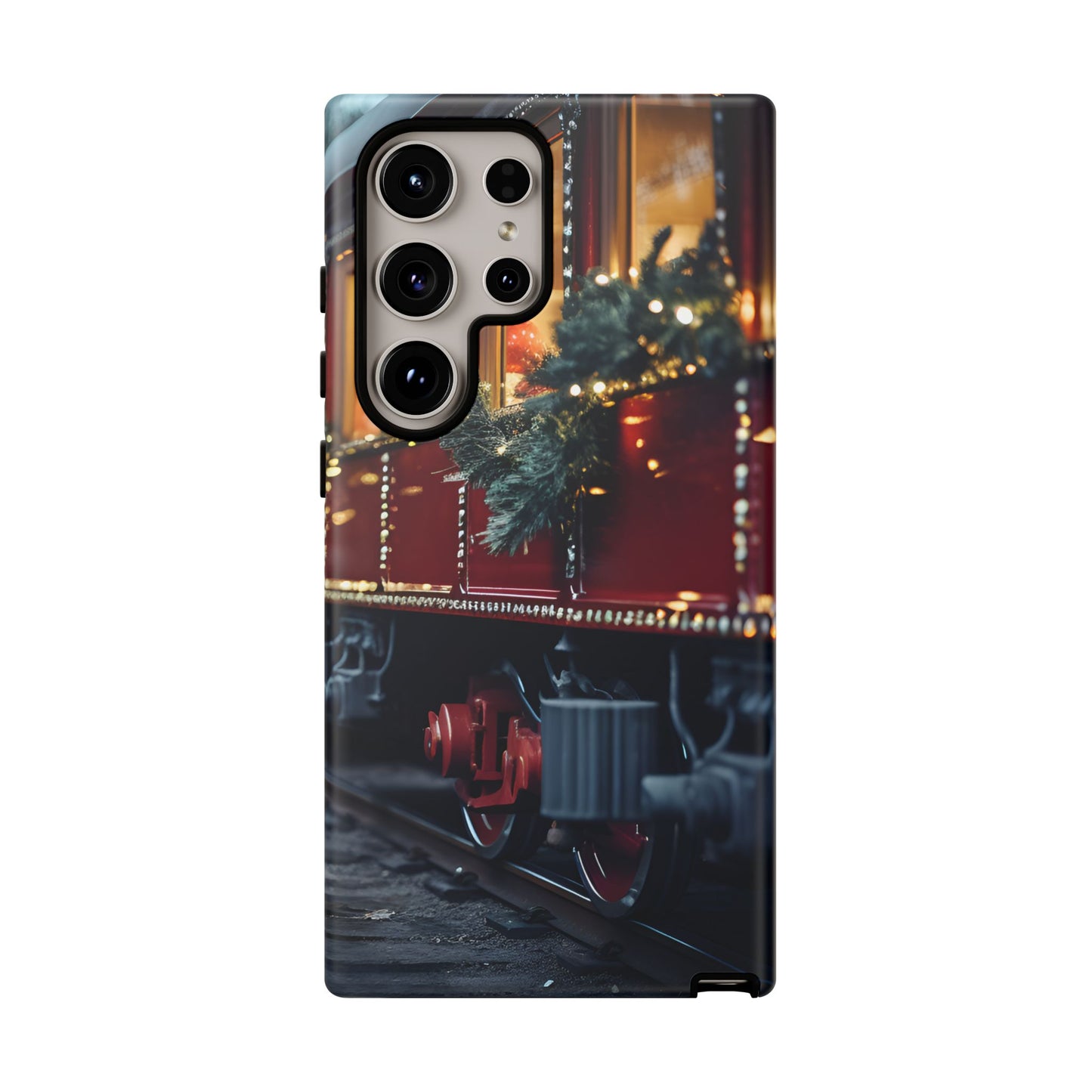 Classic Christmas Train Phone Case – Red & Green Holiday Art, Winter Wonderland Protective Cover