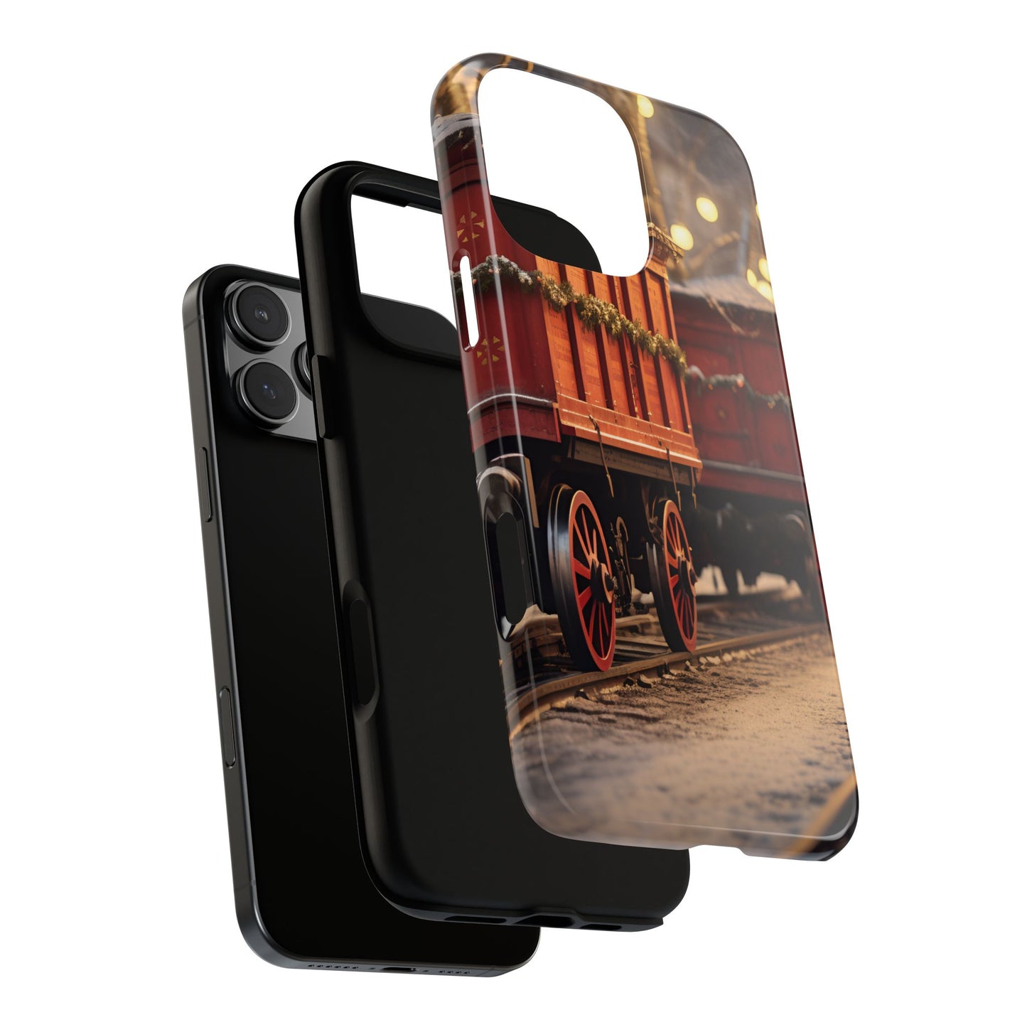 Festive Train Journey Phone Case – Christmas-Themed Locomotive Design, Elegant Holiday Protection