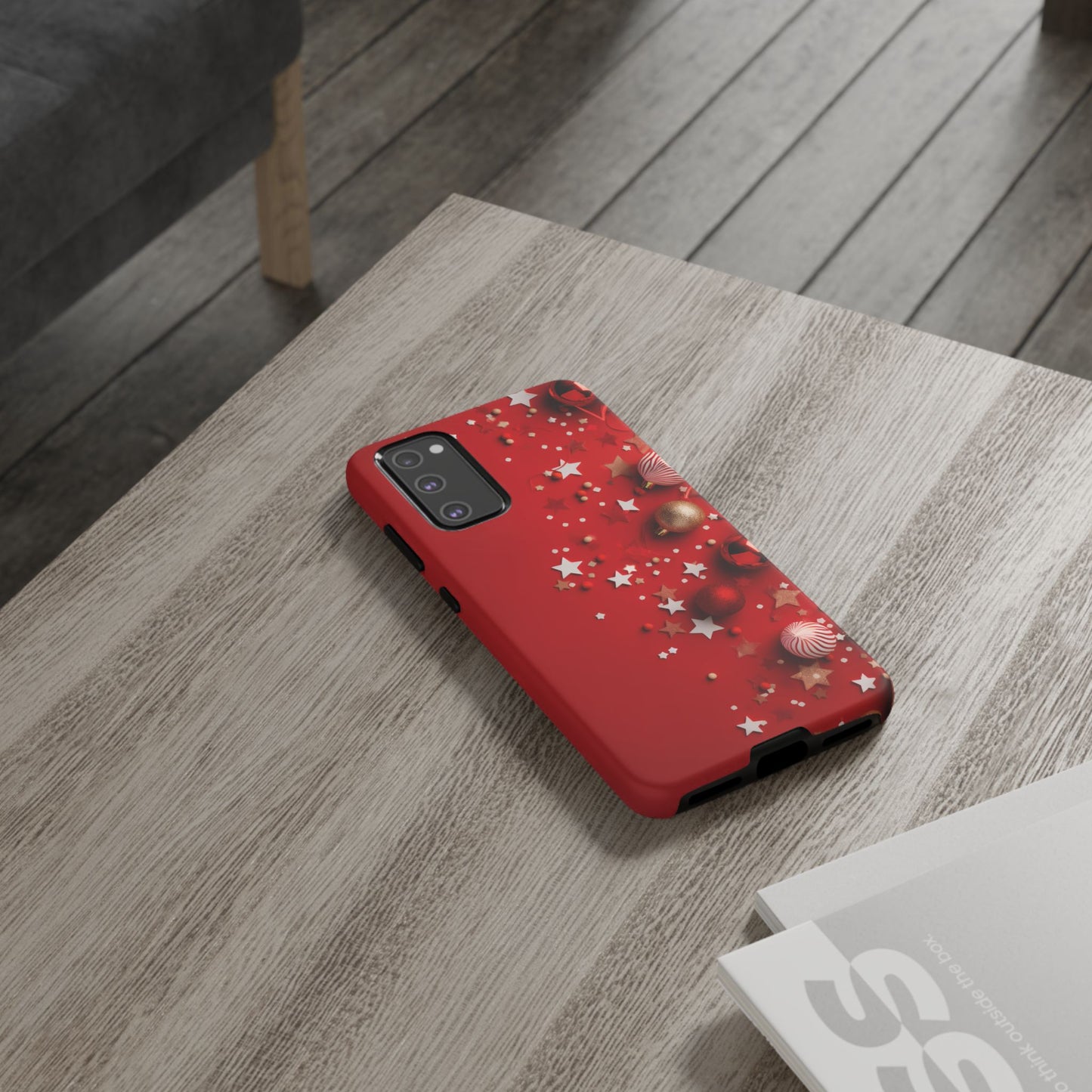 Luxury Red Christmas Decor Phone Case – Decorative Wrap-Inspired Design, Stylish Holiday Cover