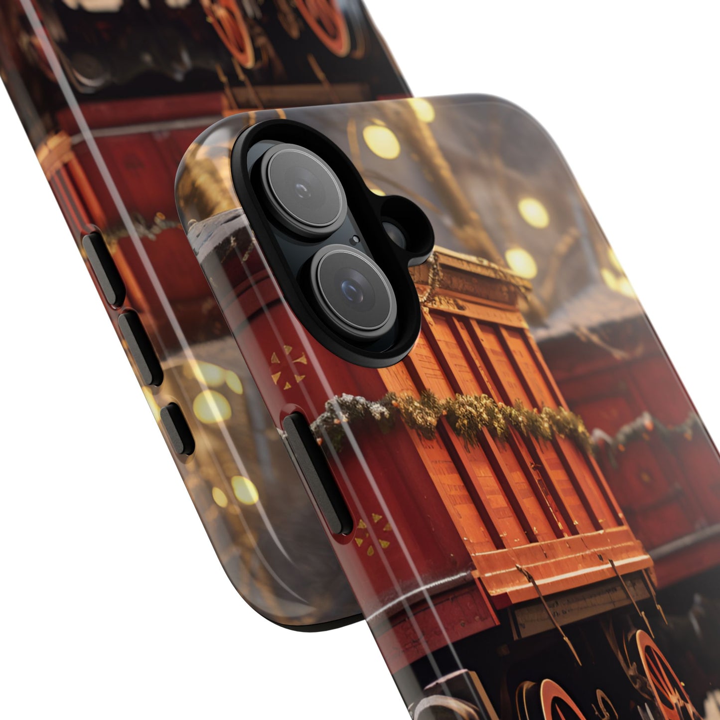 Festive Train Journey Phone Case – Christmas-Themed Locomotive Design, Elegant Holiday Protection