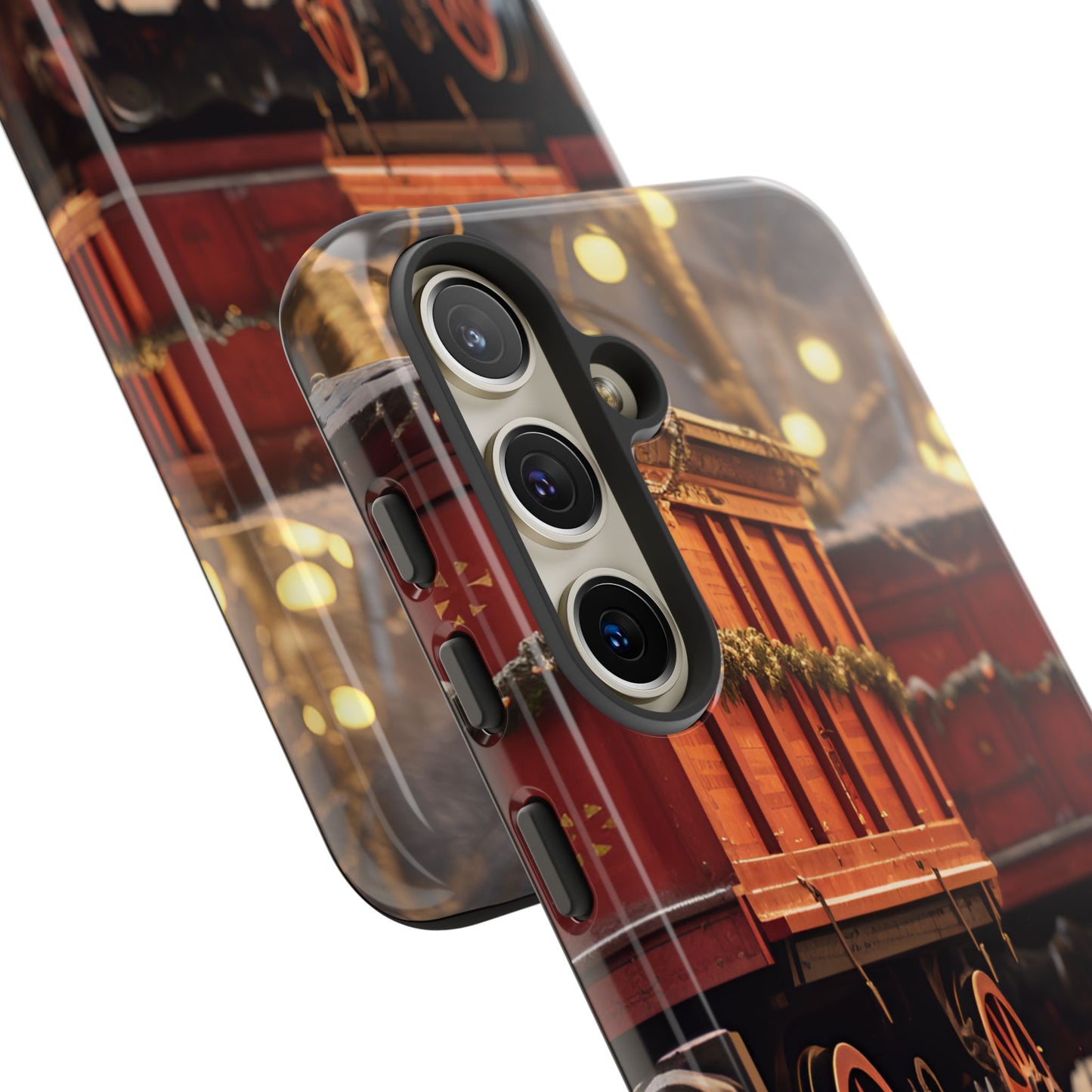 Festive Train Journey Phone Case – Christmas-Themed Locomotive Design, Elegant Holiday Protection