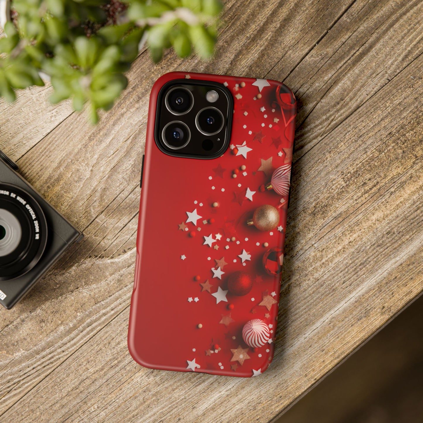 Luxury Red Christmas Decor Phone Case – Decorative Wrap-Inspired Design, Stylish Holiday Cover