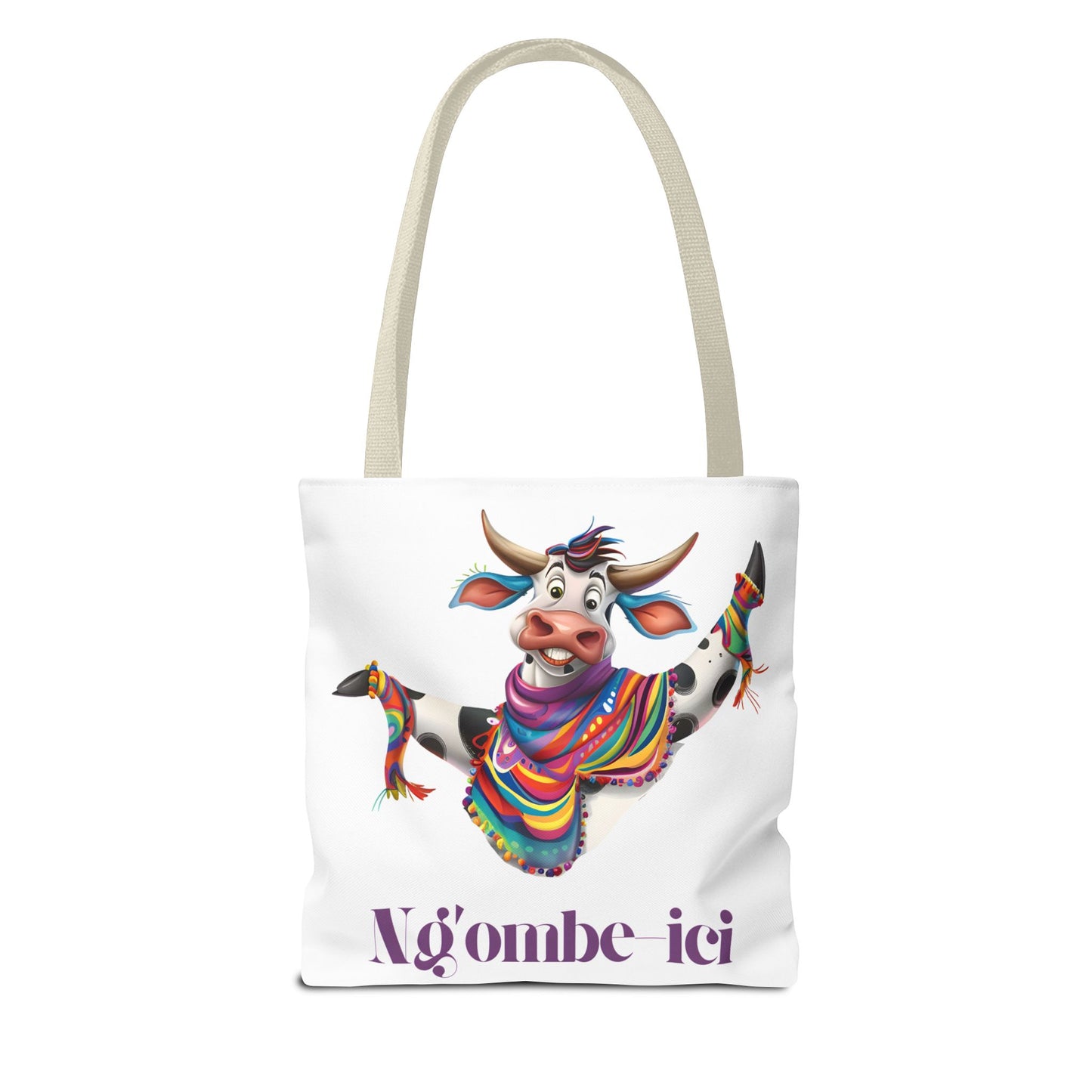 Tote Funny Ngombe-ici Cow Bag, Fun Eco-Friendly Shopping Bag, Animal Lover Gift, Festival Tote, Cute Cow Design, Mochila de Vaca