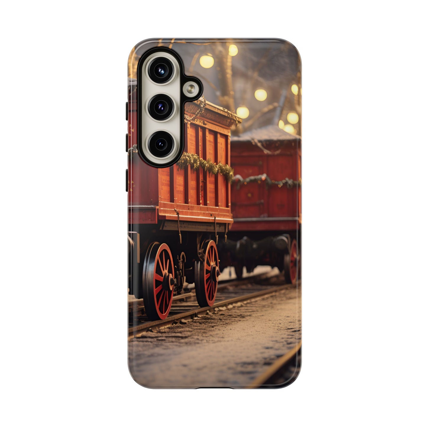 Festive Train Journey Phone Case – Christmas-Themed Locomotive Design, Elegant Holiday Protection