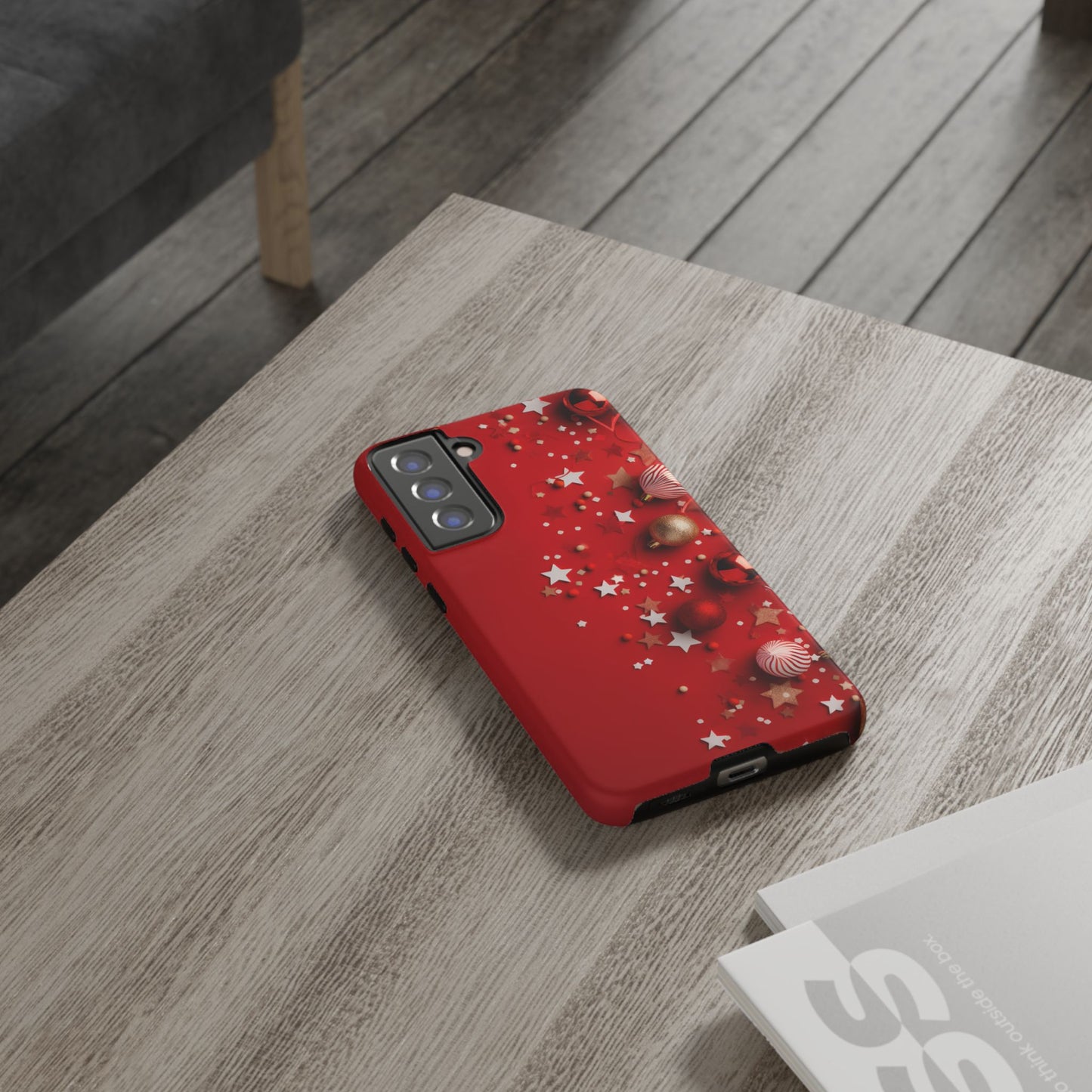 Luxury Red Christmas Decor Phone Case – Decorative Wrap-Inspired Design, Stylish Holiday Cover