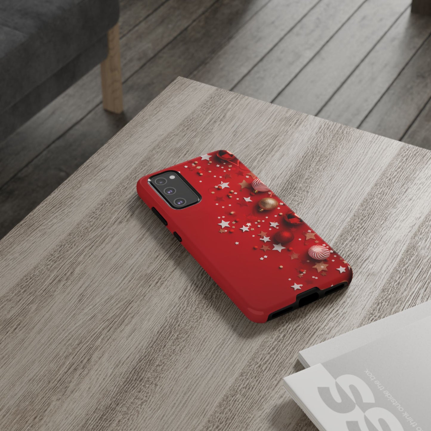 Luxury Red Christmas Decor Phone Case – Decorative Wrap-Inspired Design, Stylish Holiday Cover