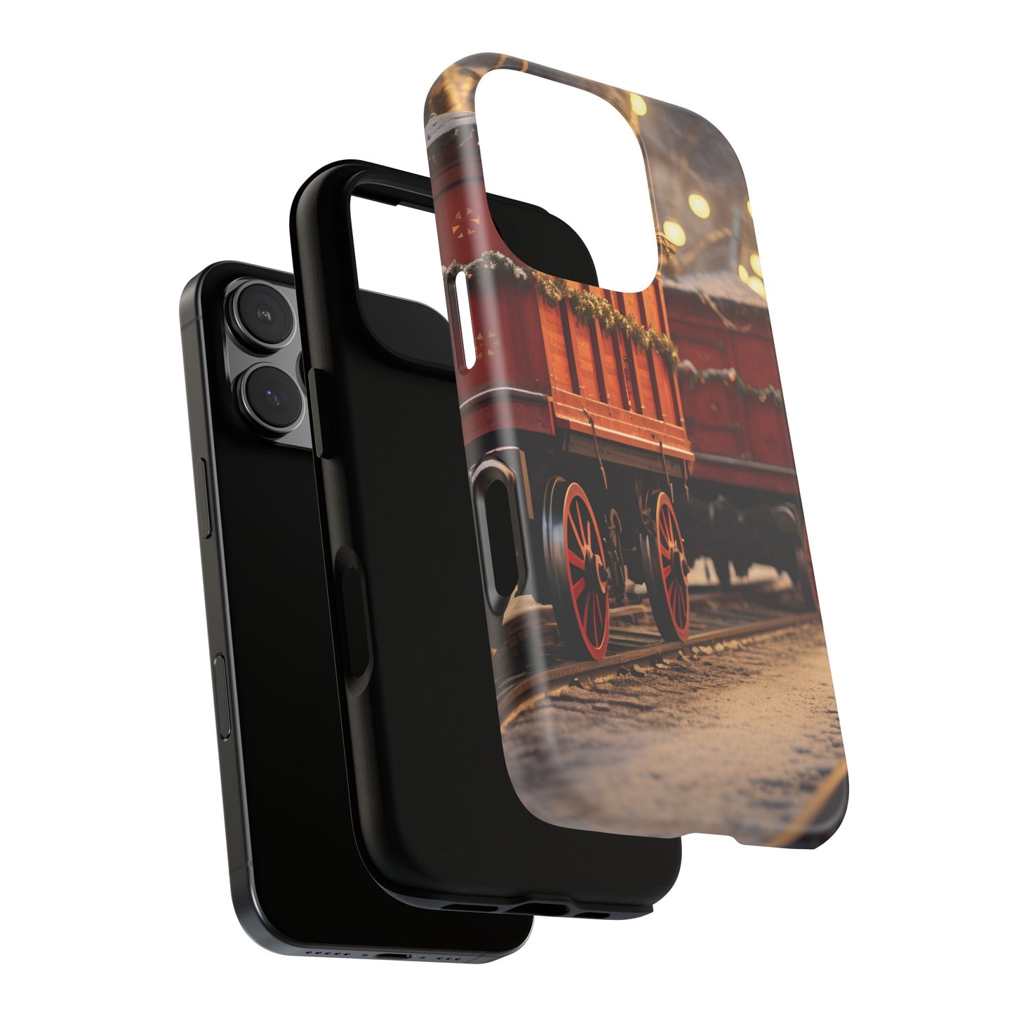 Festive Train Journey Phone Case – Christmas-Themed Locomotive Design, Elegant Holiday Protection